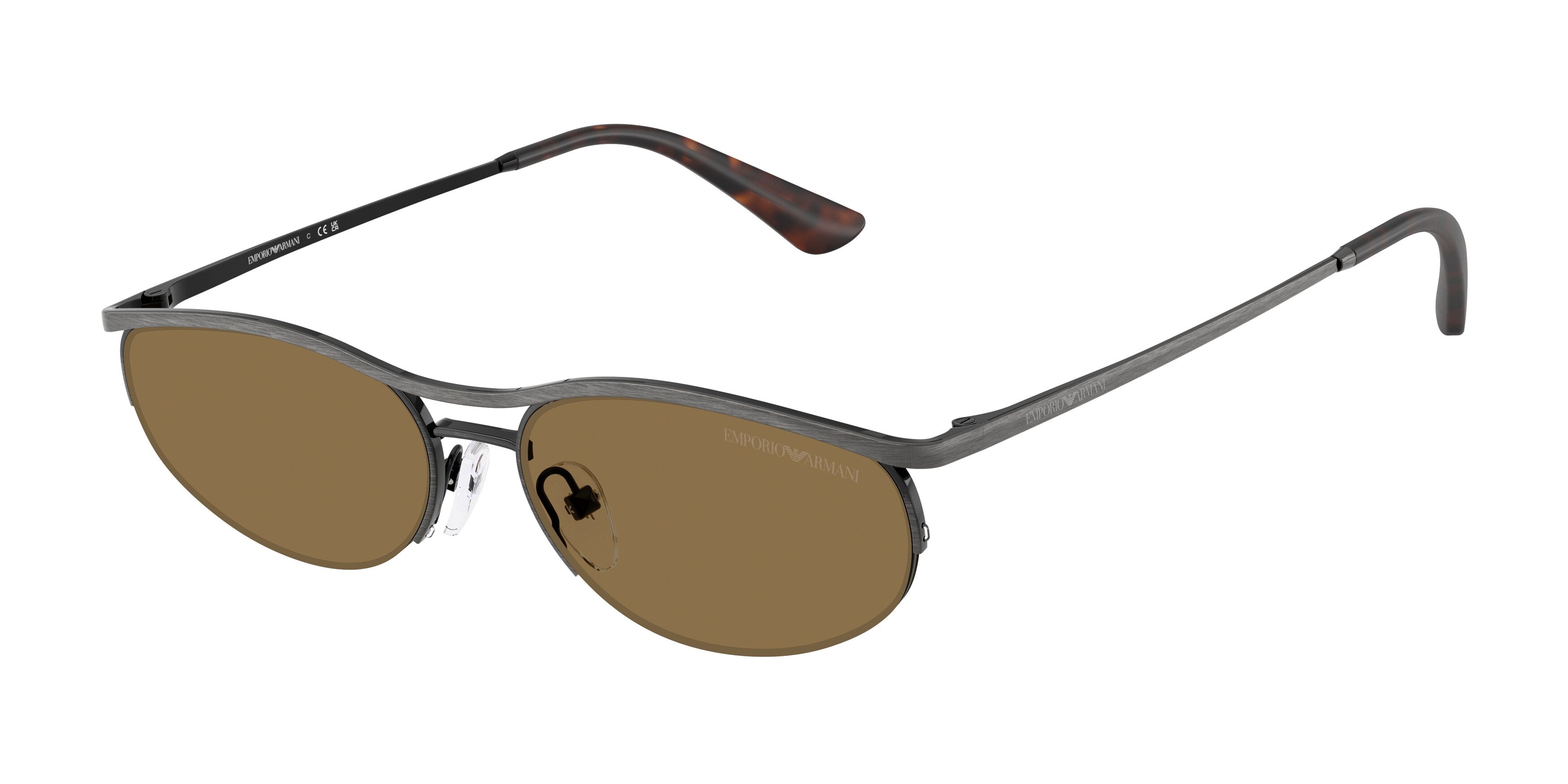Emporio Armani Uomo Emporio Armani EA2180 344573 Occhiali da sole Metallo Argento Marrone Rotonda Normale