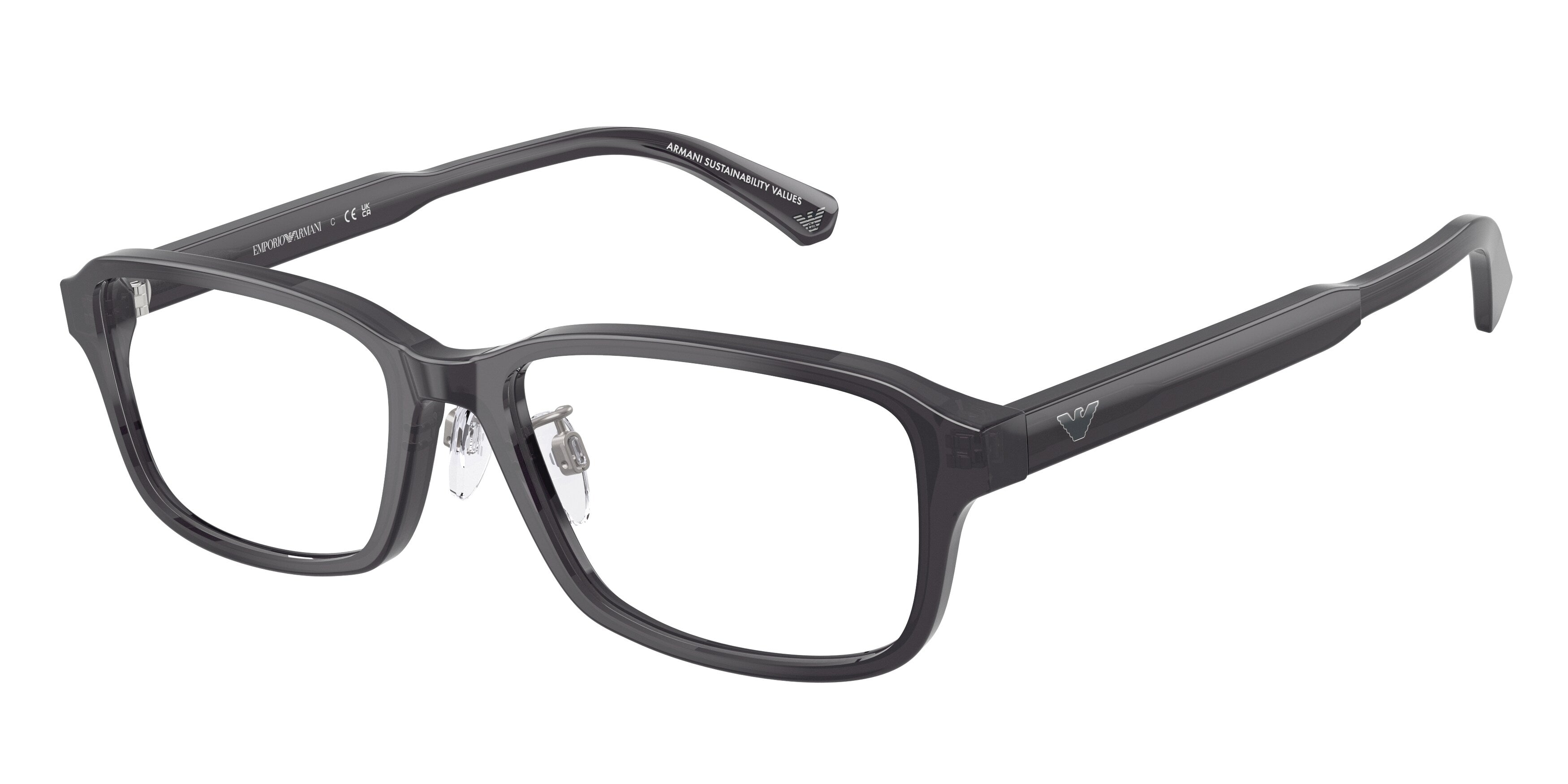 Emporio Armani Uomo Emporio Armani EA3215D 5029 Montature da vista Acetato Grigio Trasparente Pillow Normale