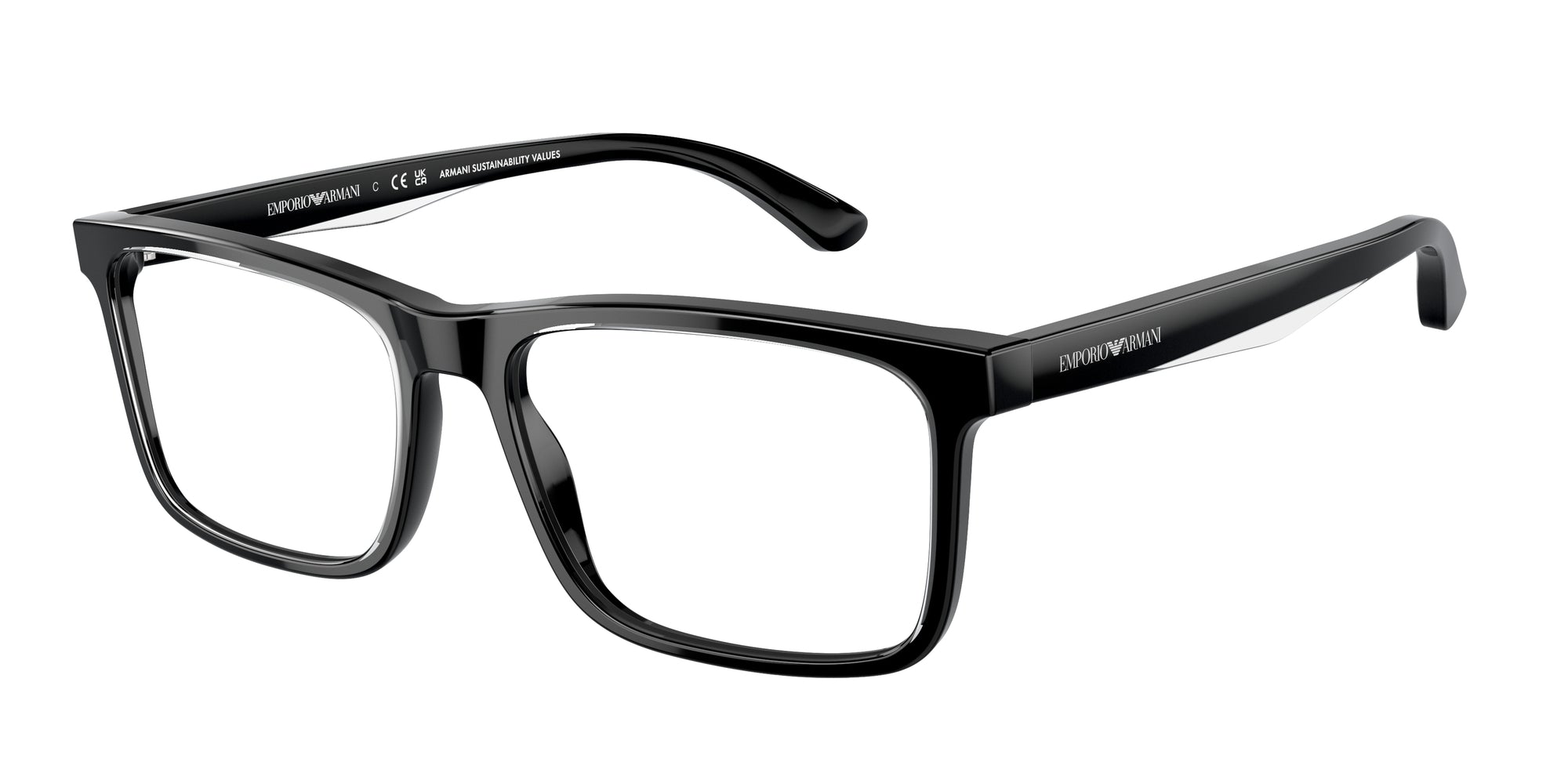 Emporio Armani Uomo Emporio Armani EA3227 6051 Montature da vista Acetato Nero Pillow Normale