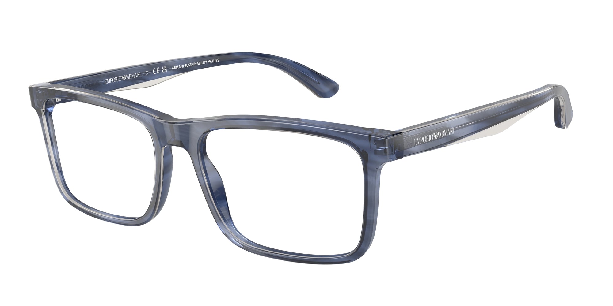 Emporio Armani Uomo Emporio Armani EA3227 6054 Montature da vista Acetato Blu Trasparente Pillow Normale