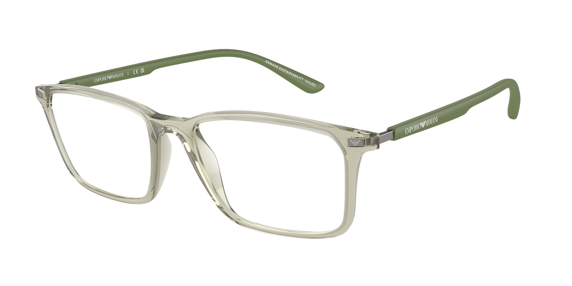 Emporio Armani Uomo Emporio Armani EA3237 6107 Montature da vista Iniettato Verde Trasparente Squadrata Normale