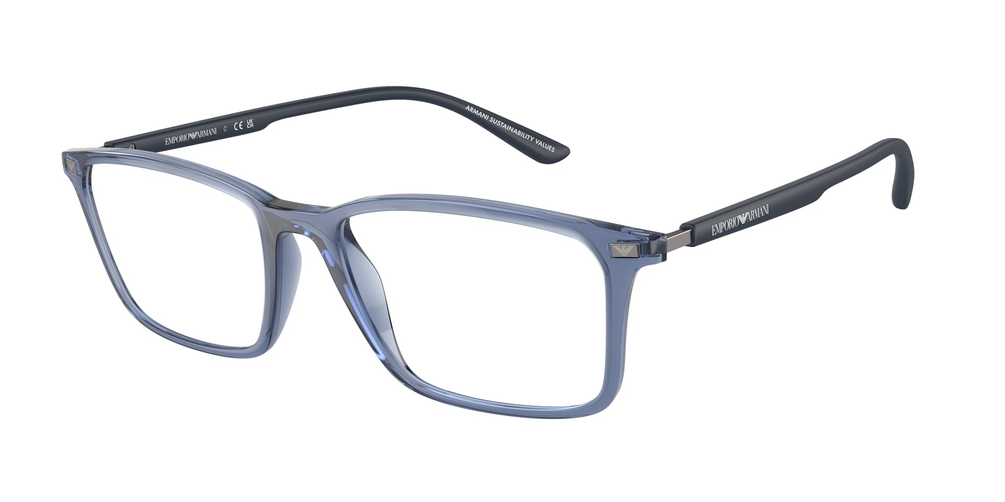 Emporio Armani Uomo Emporio Armani EA3237 6108 Montature da vista Iniettato Blu Trasparente Squadrata Normale