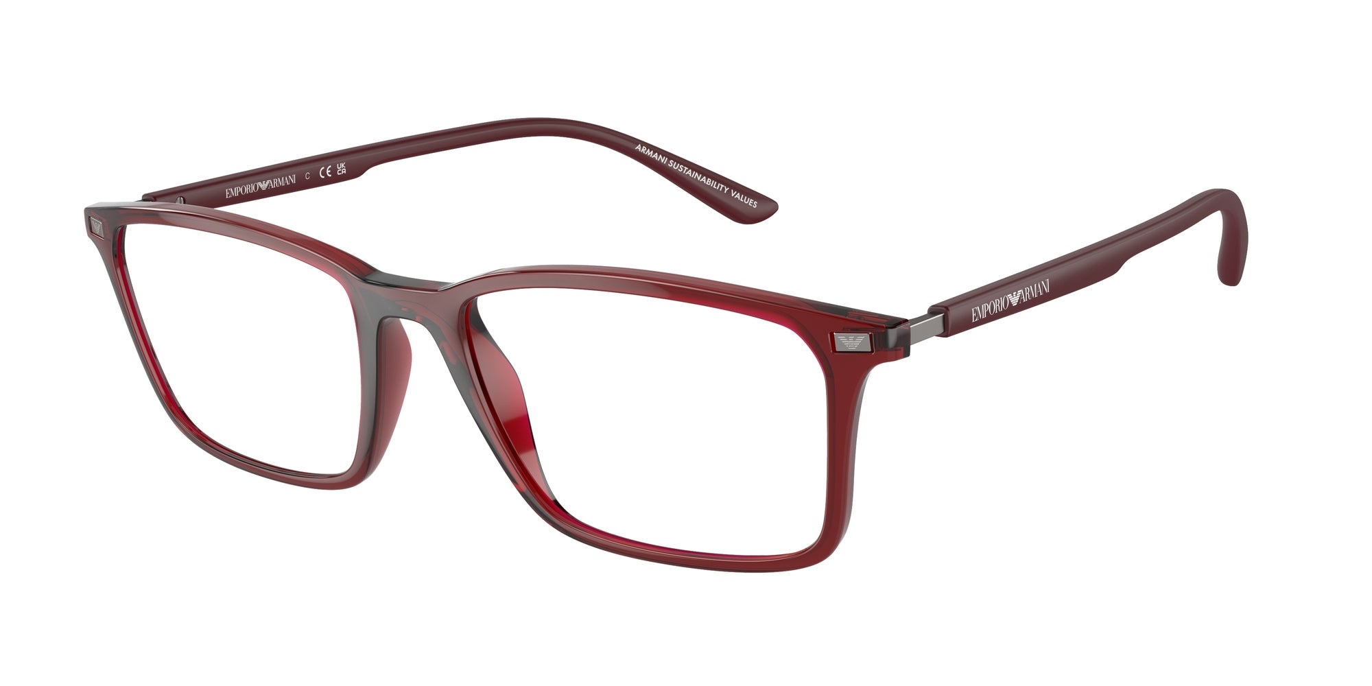 Emporio Armani Uomo Emporio Armani EA3237 6109 Montature da vista Iniettato Rosso Trasparente Squadrata Normale