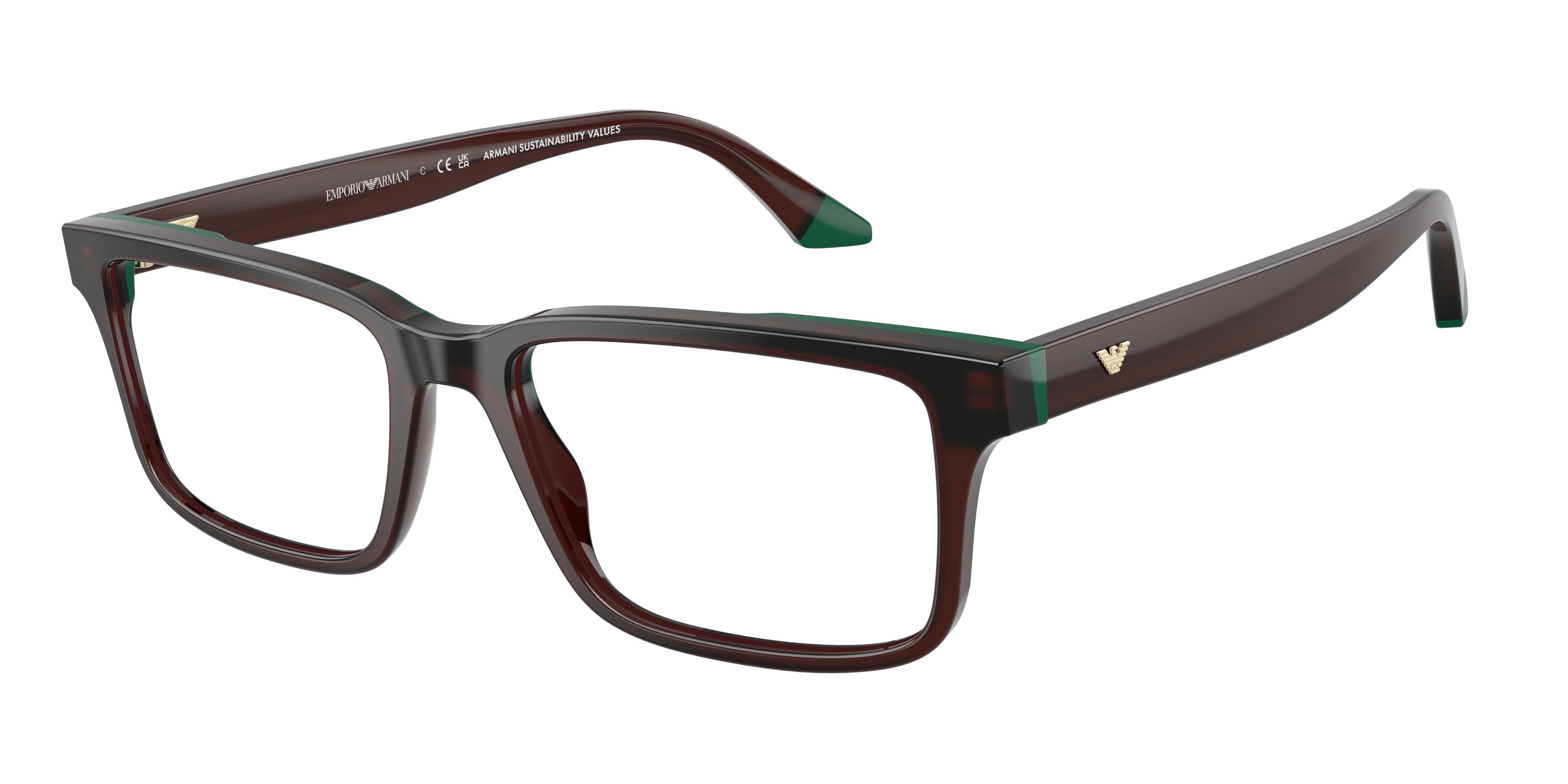 Emporio Armani Uomo Emporio Armani EA3269 6315 Montature da vista Acetato Marrone Squadrata Normale