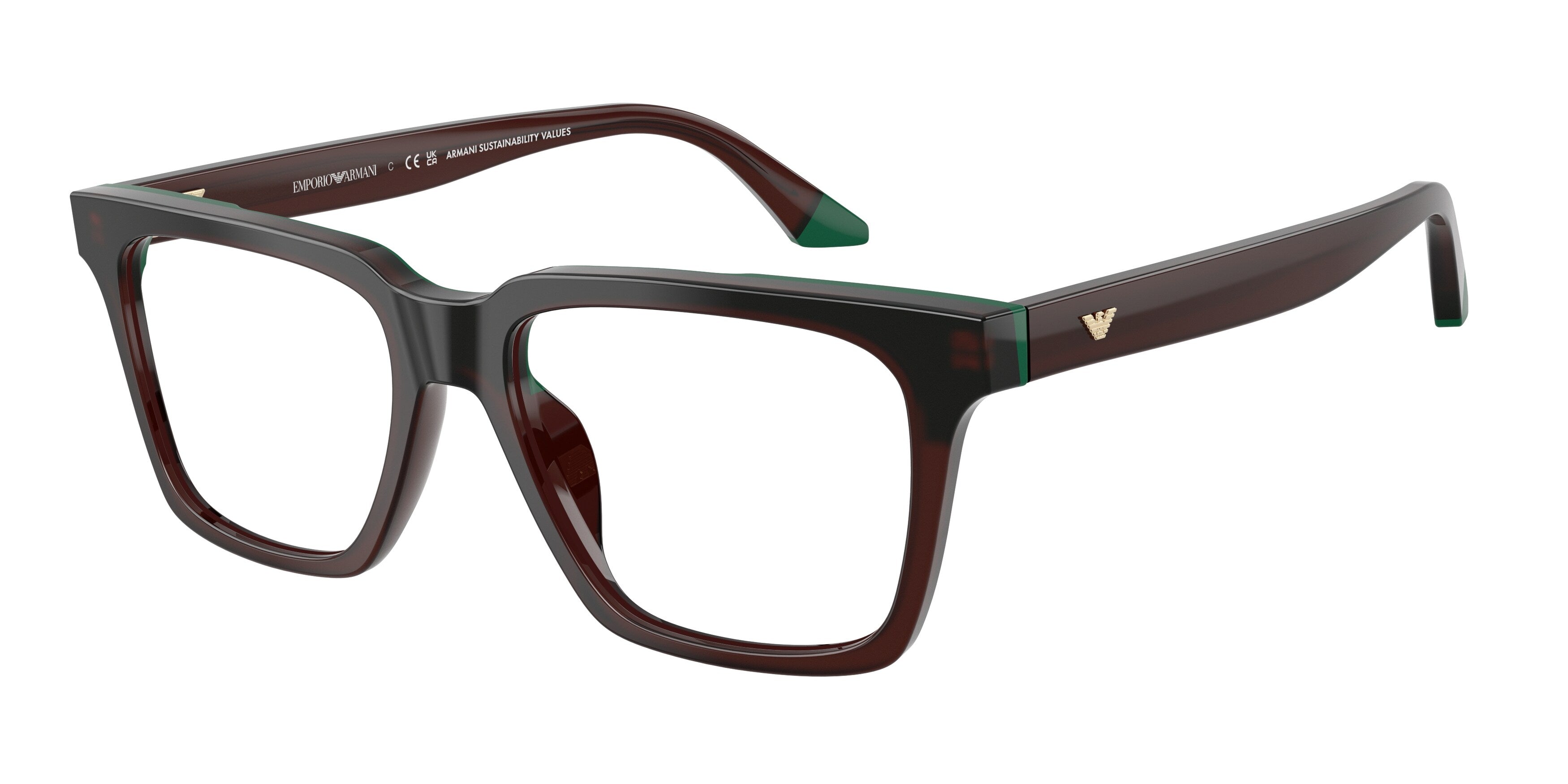 Emporio Armani Uomo Emporio Armani EA3272U 6315 Montature da vista Acetato Marrone Squadrata Normale