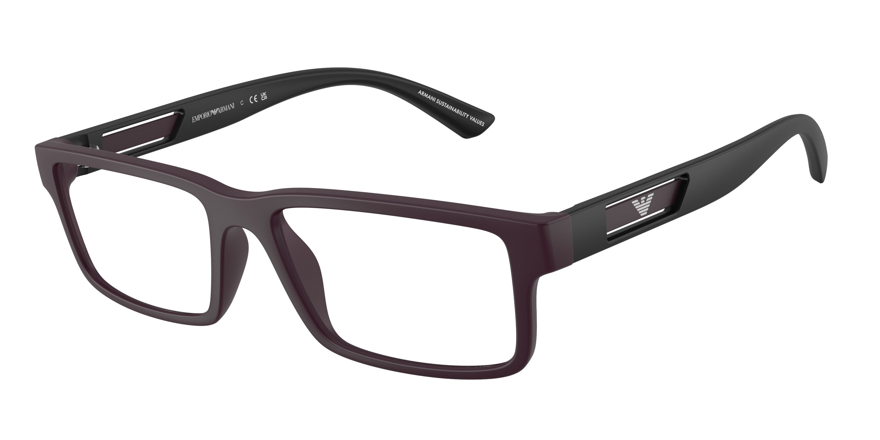 Emporio Armani Uomo Emporio Armani EA3278 6371 Montature da vista Iniettato Viola Trasparente Squadrata Normale