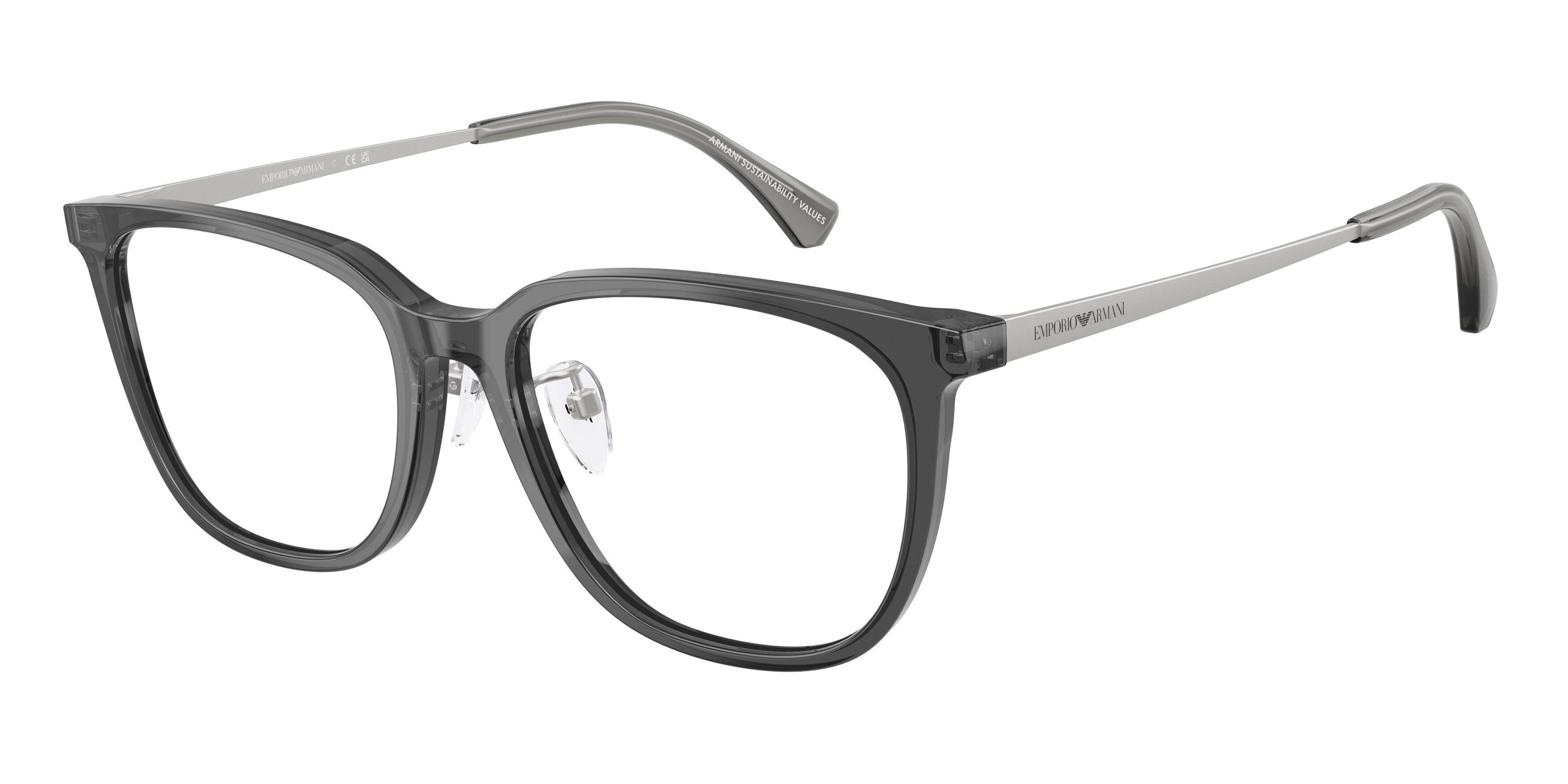 Emporio Armani Uomo Emporio Armani EA3284D 5029 Montature da vista Acetato Grigio Trasparente Geometrica Normale