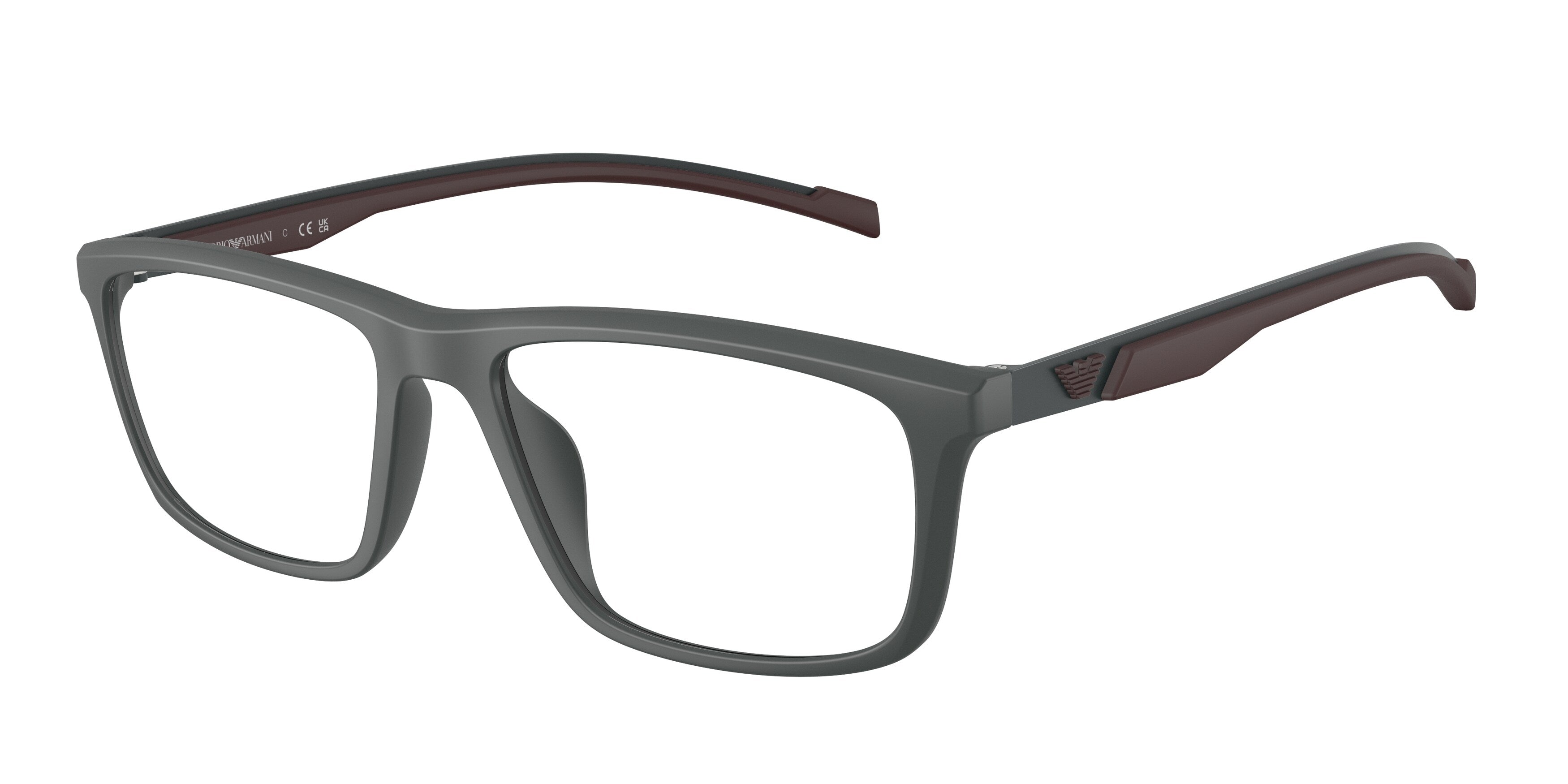 Emporio Armani Uomo Emporio Armani EA3286U 6205 Montature da vista Iniettato Grigio Trasparente Squadrata Normale