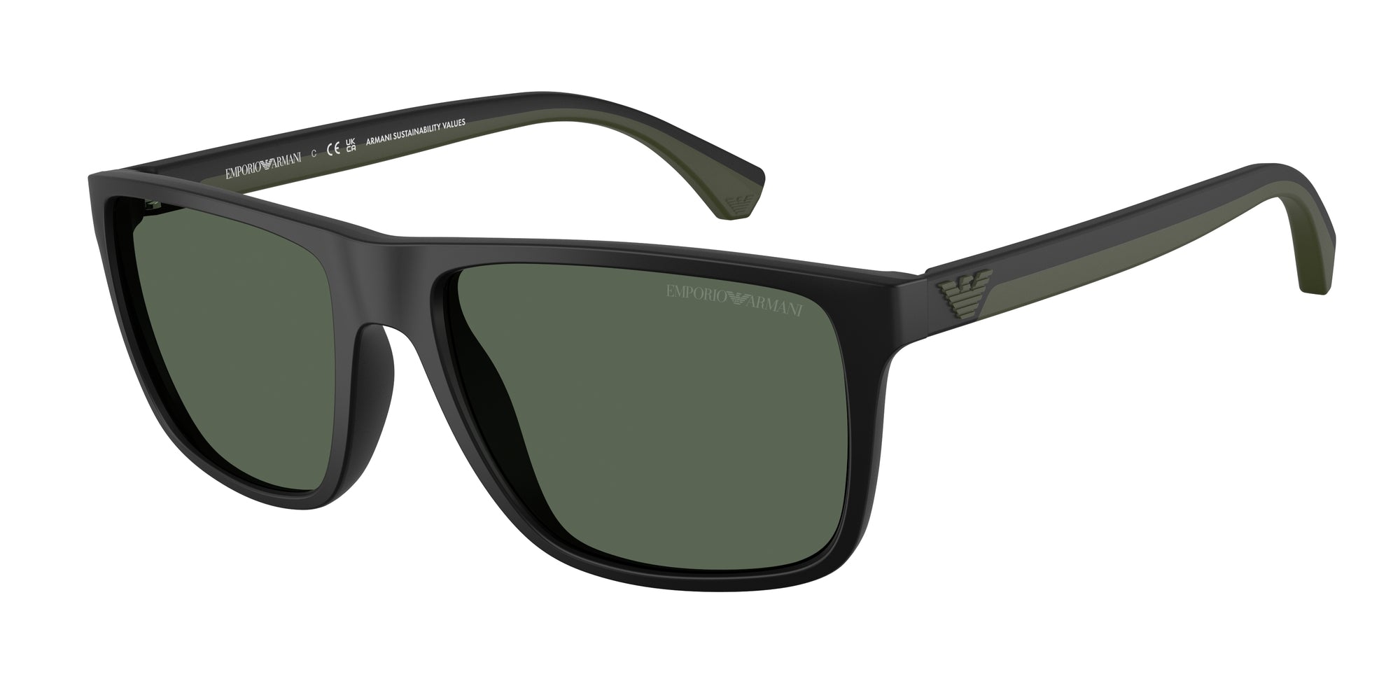 Emporio Armani Uomo Emporio Armani EA4033 500171 Occhiali da sole Iniettato Nero Verde Squadrata Normale Emporio Armani Uomo Emporio Armani EA4033 500171 Occhiali da sole Iniettato Nero Verde Squadrata Normale