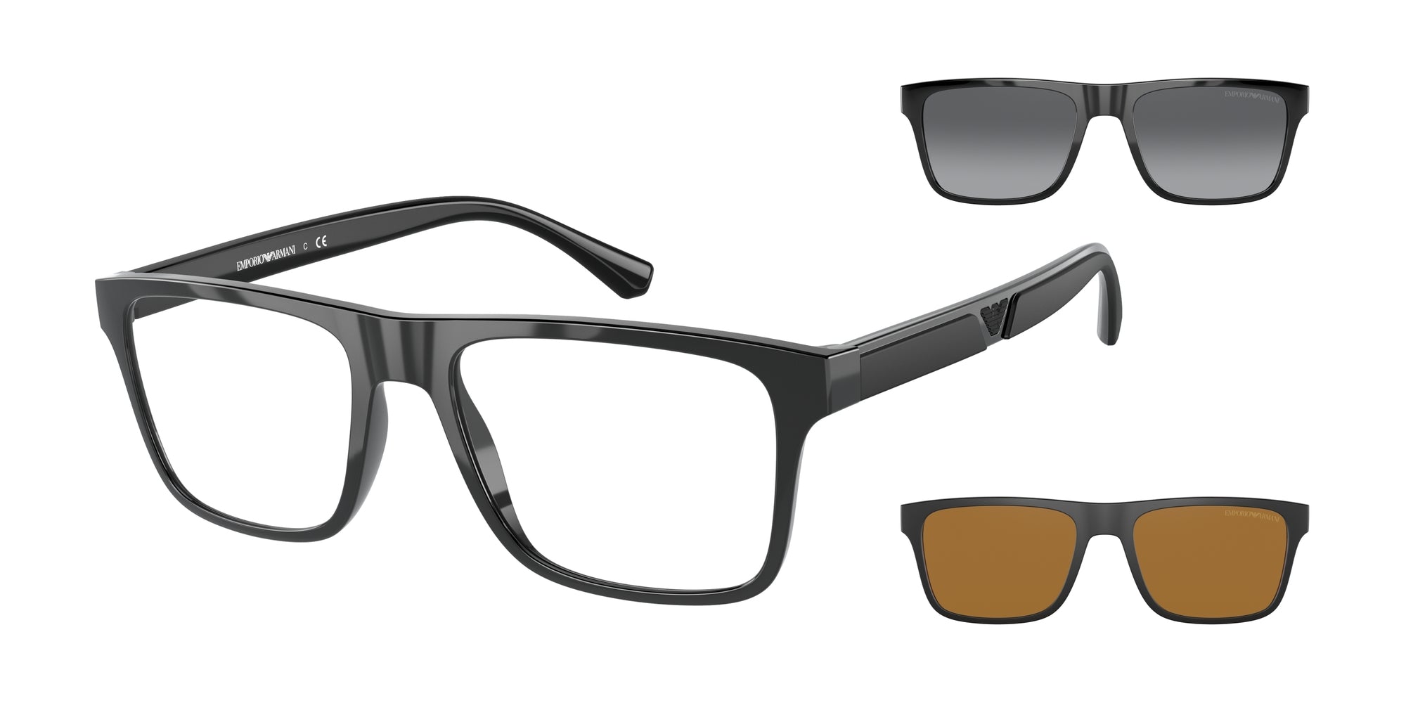 Emporio Armani Uomo Emporio Armani EA4115 50171W Occhiali da sole Iniettato Nero Trasparente Squadrata Normale Clip-on Emporio Armani Uomo Emporio Armani EA4115 50171W Occhiali da sole Iniettato Nero Trasparente Squadrata Normale Clip-on
