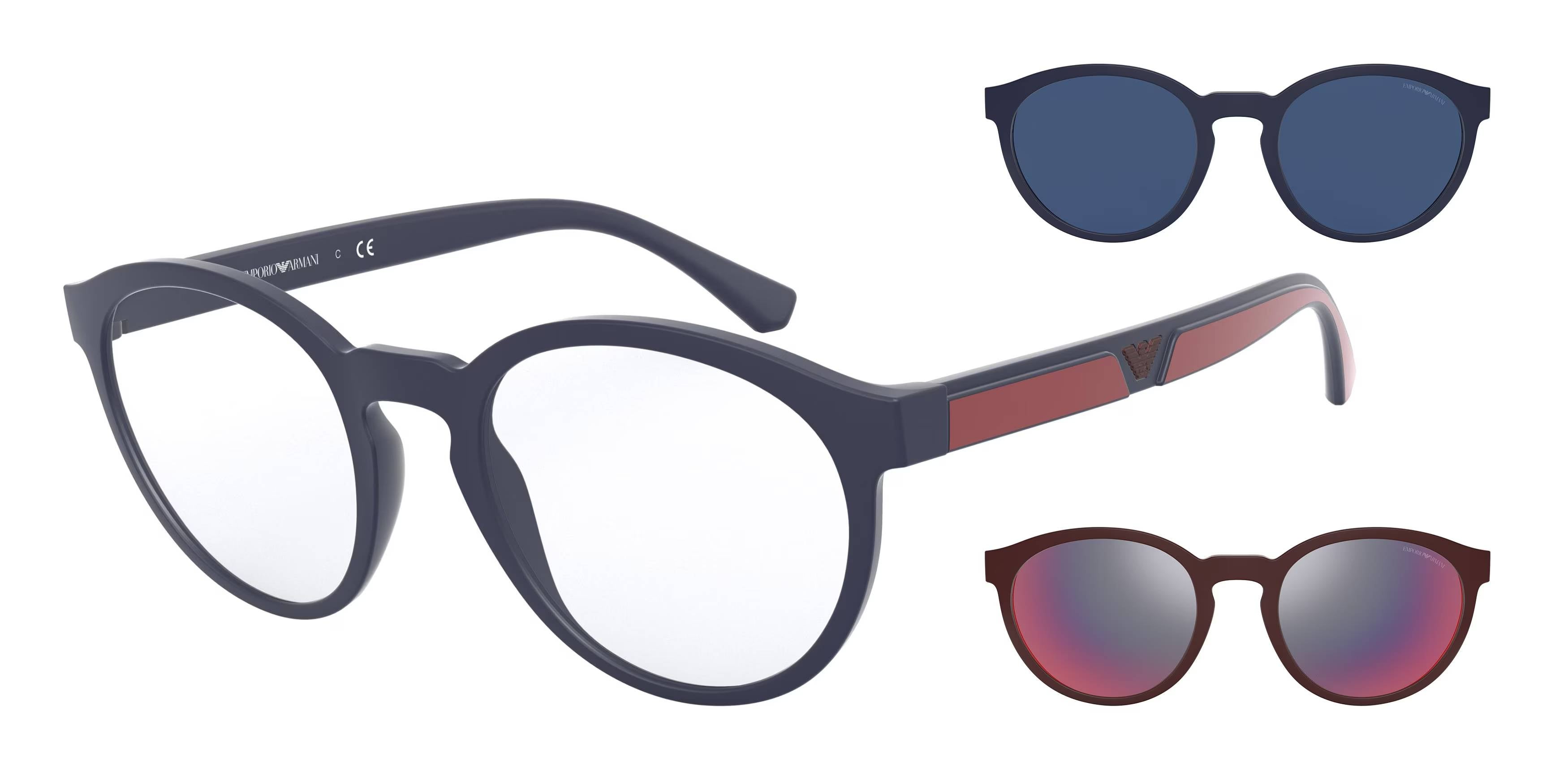 Emporio Armani Uomo Emporio Armani EA4152 56691W Occhiali da sole Iniettato Blu Trasparente Pantos Normale