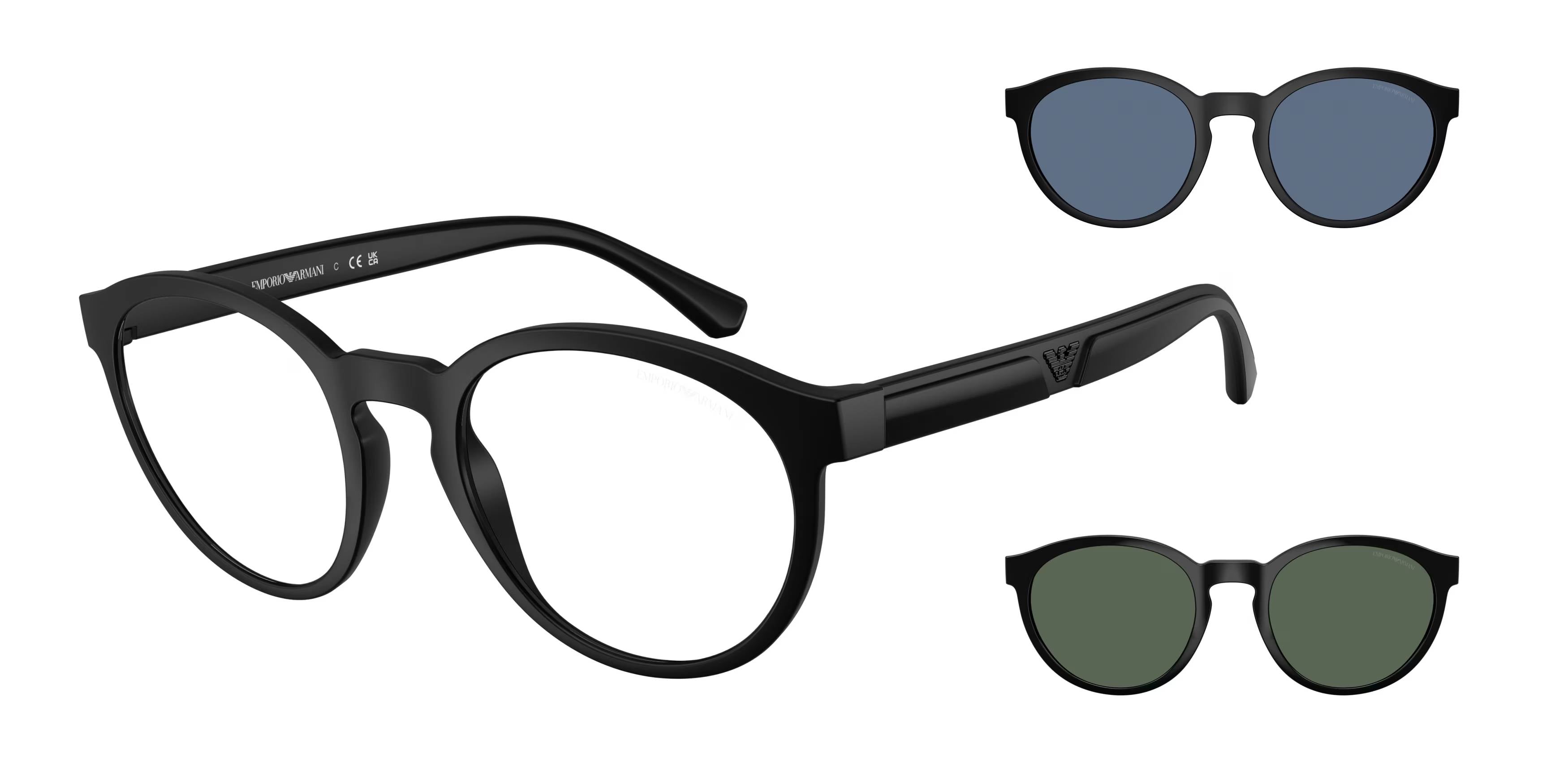 Emporio Armani Uomo Emporio Armani EA4152 58011W Occhiali da sole Iniettato Nero Trasparente Pantos Normale Clip-on