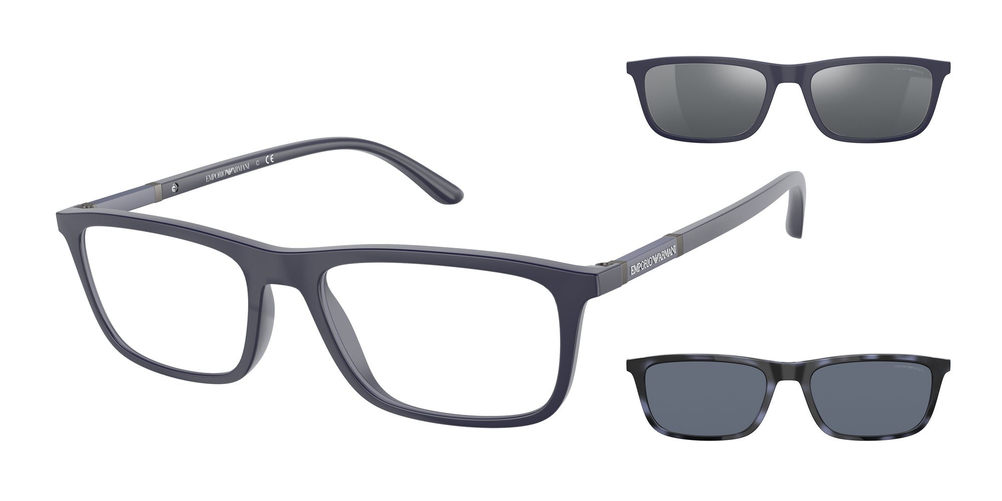 Emporio Armani Uomo Emporio Armani EA4160 50881W Occhiali da sole Iniettato Blu Trasparente Squadrata Normale Clip-on