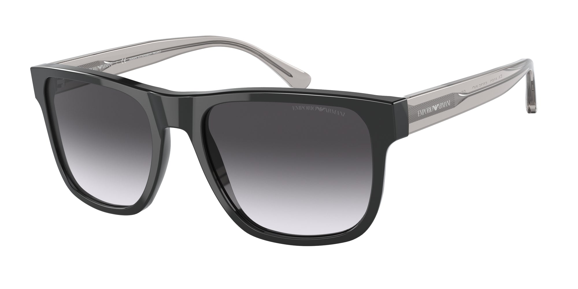 Emporio Armani Uomo Emporio Armani EA4163 58758G Occhiali da sole Acetato Nero Grigio Pillow Normale Sfumato