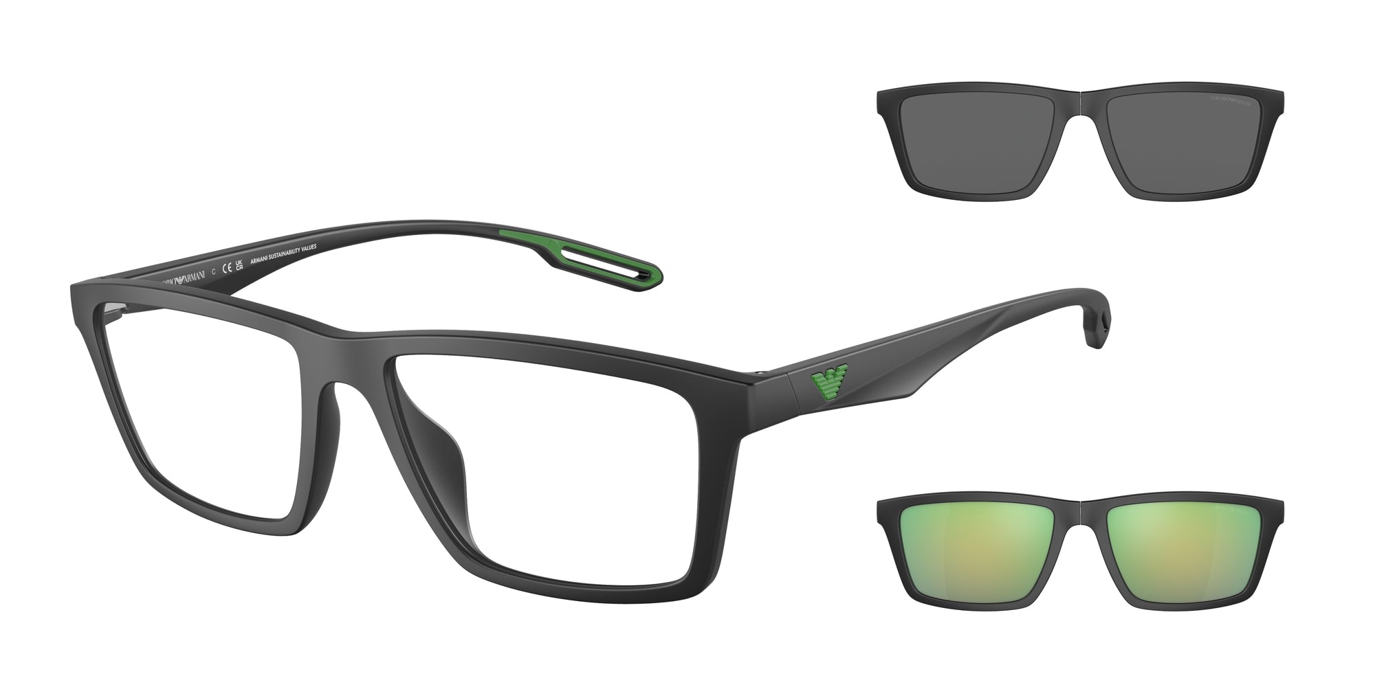 Emporio Armani Uomo Emporio Armani EA4189U 50011W Occhiali da sole Iniettato Nero Trasparente Squadrata Normale