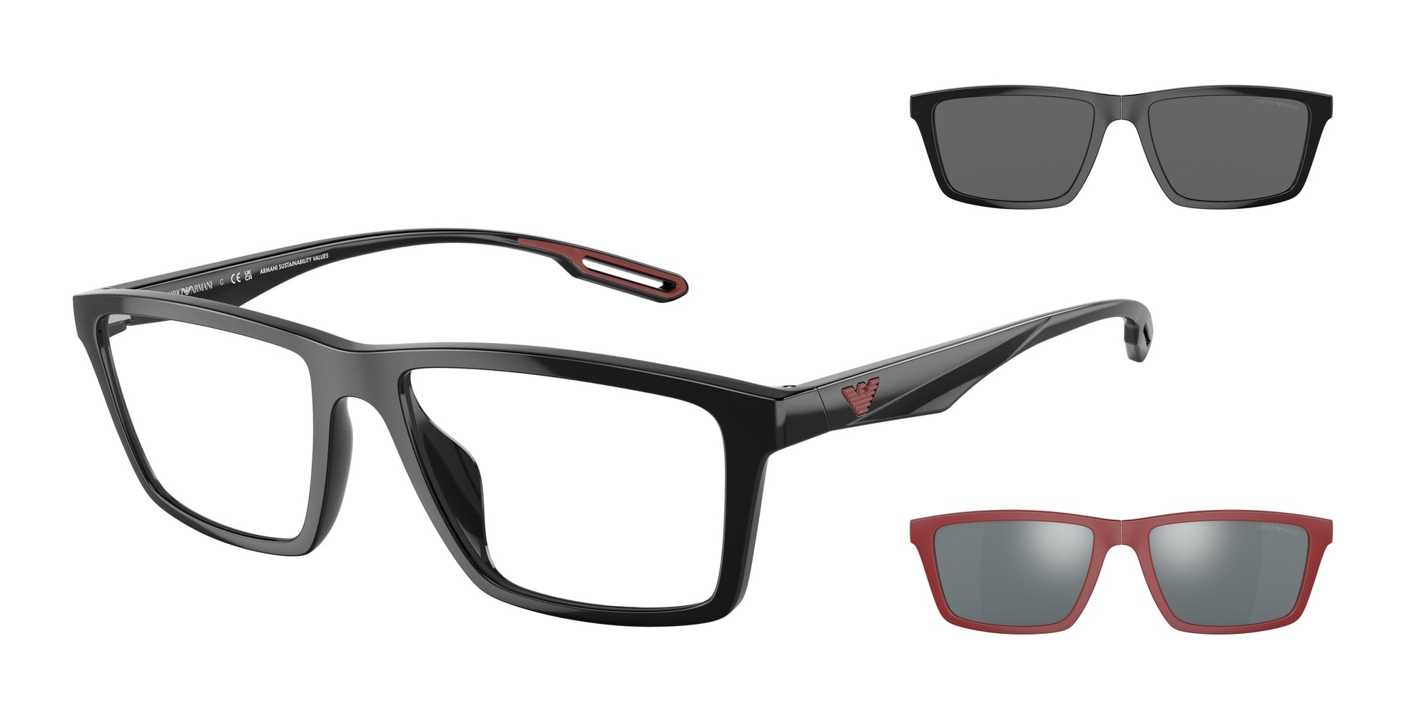Emporio Armani Uomo Emporio Armani EA4189U 50171W Occhiali da sole Iniettato Nero Trasparente Squadrata Normale