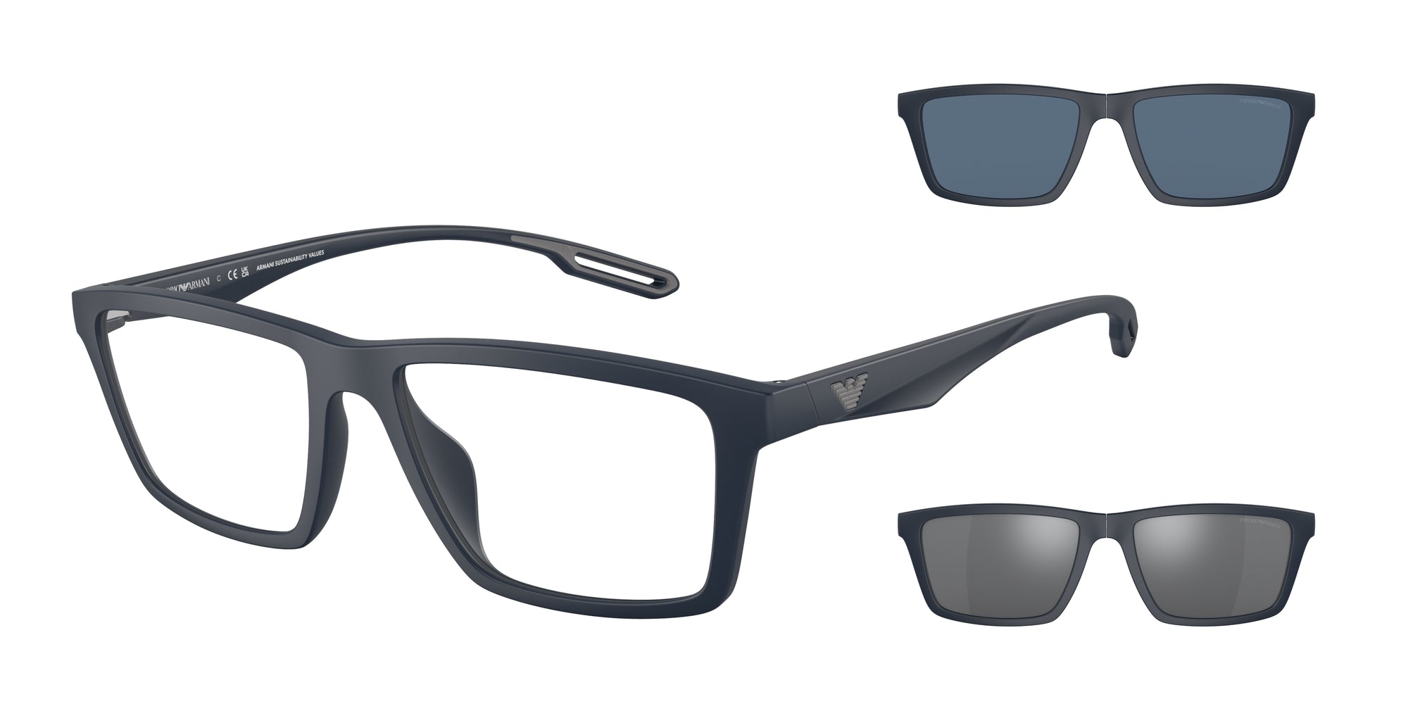 Emporio Armani Uomo Emporio Armani EA4189U 50881W Occhiali da sole Iniettato Blu Trasparente Squadrata Normale