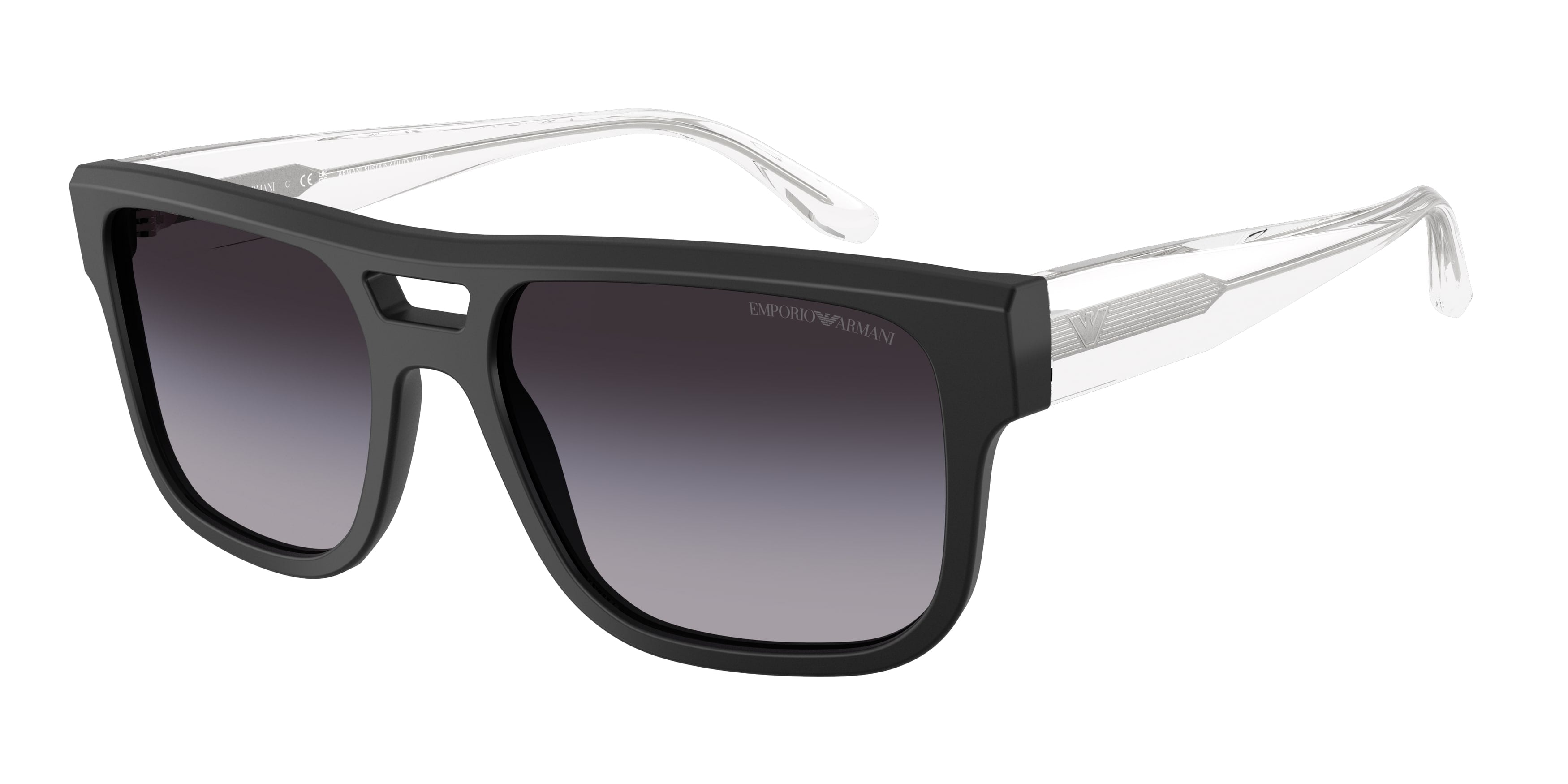 Emporio Armani Uomo Emporio Armani EA4197 50018G Occhiali da sole Acetato Nero Grigio Pillow Normale Sfumato