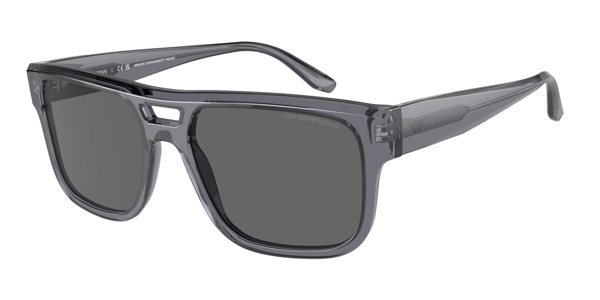 Emporio Armani Uomo Emporio Armani EA4197 502987 Occhiali da sole Acetato Grigio Grigio Pillow Normale