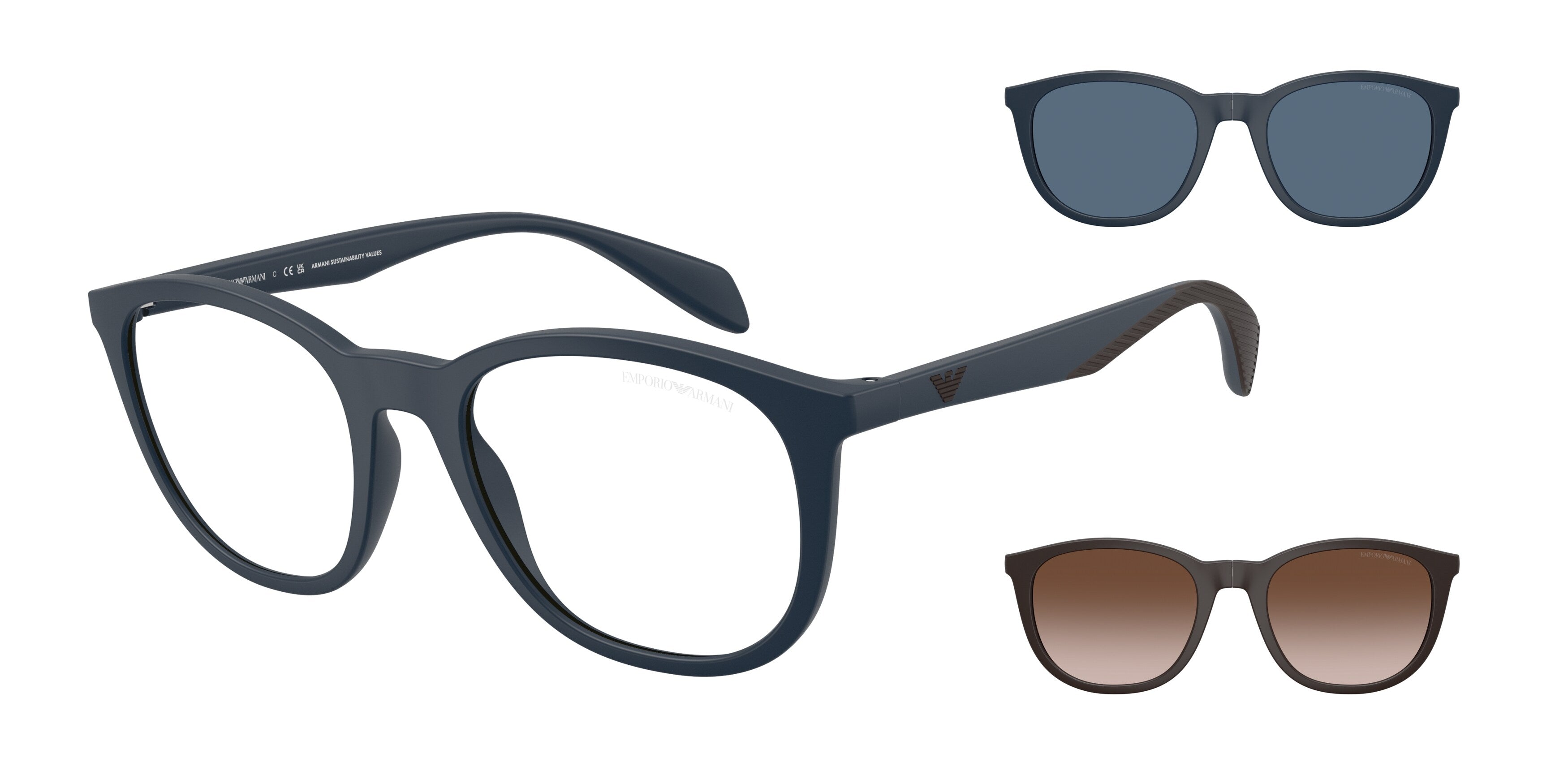 Emporio Armani Uomo Emporio Armani EA4211 61851W Occhiali da sole Iniettato Blu Trasparente Pantos Normale