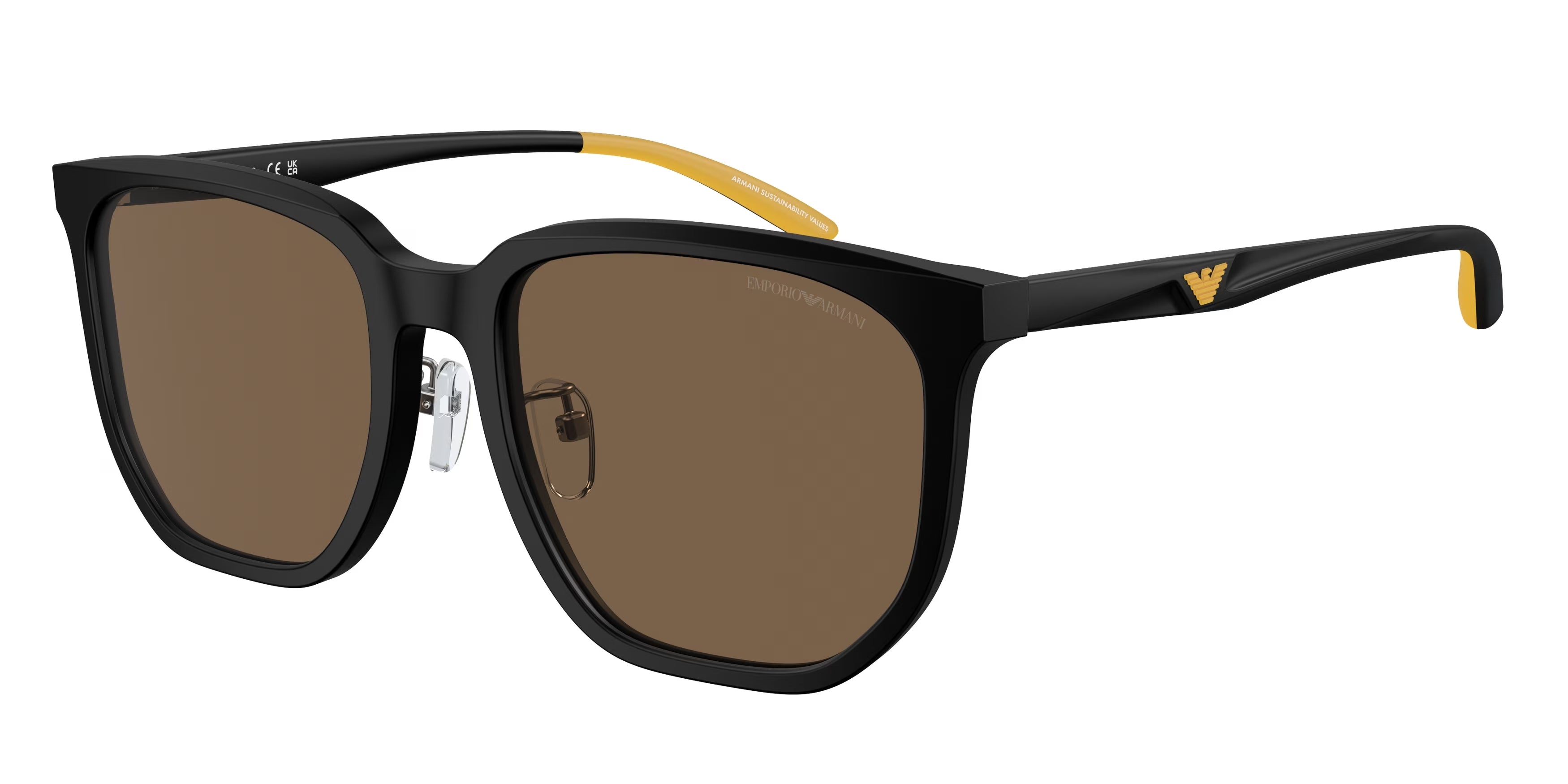 Emporio Armani Uomo Emporio Armani EA4215D 500173 Occhiali da sole Acetato Nero Marrone Squadrata Normale