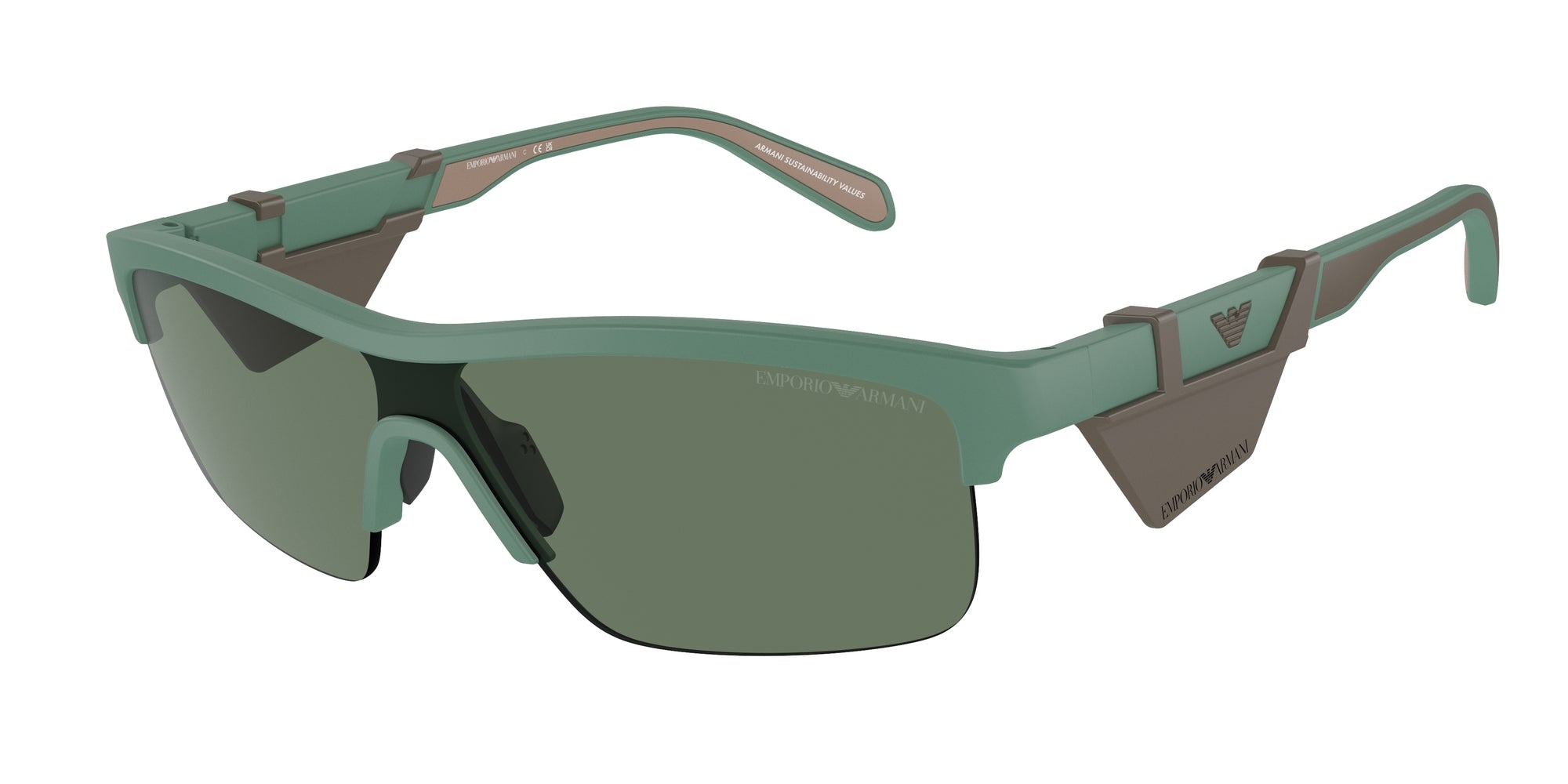 Emporio Armani Uomo Emporio Armani EA4218 610276 Occhiali da sole Iniettato Verde Verde Geometrica Normale