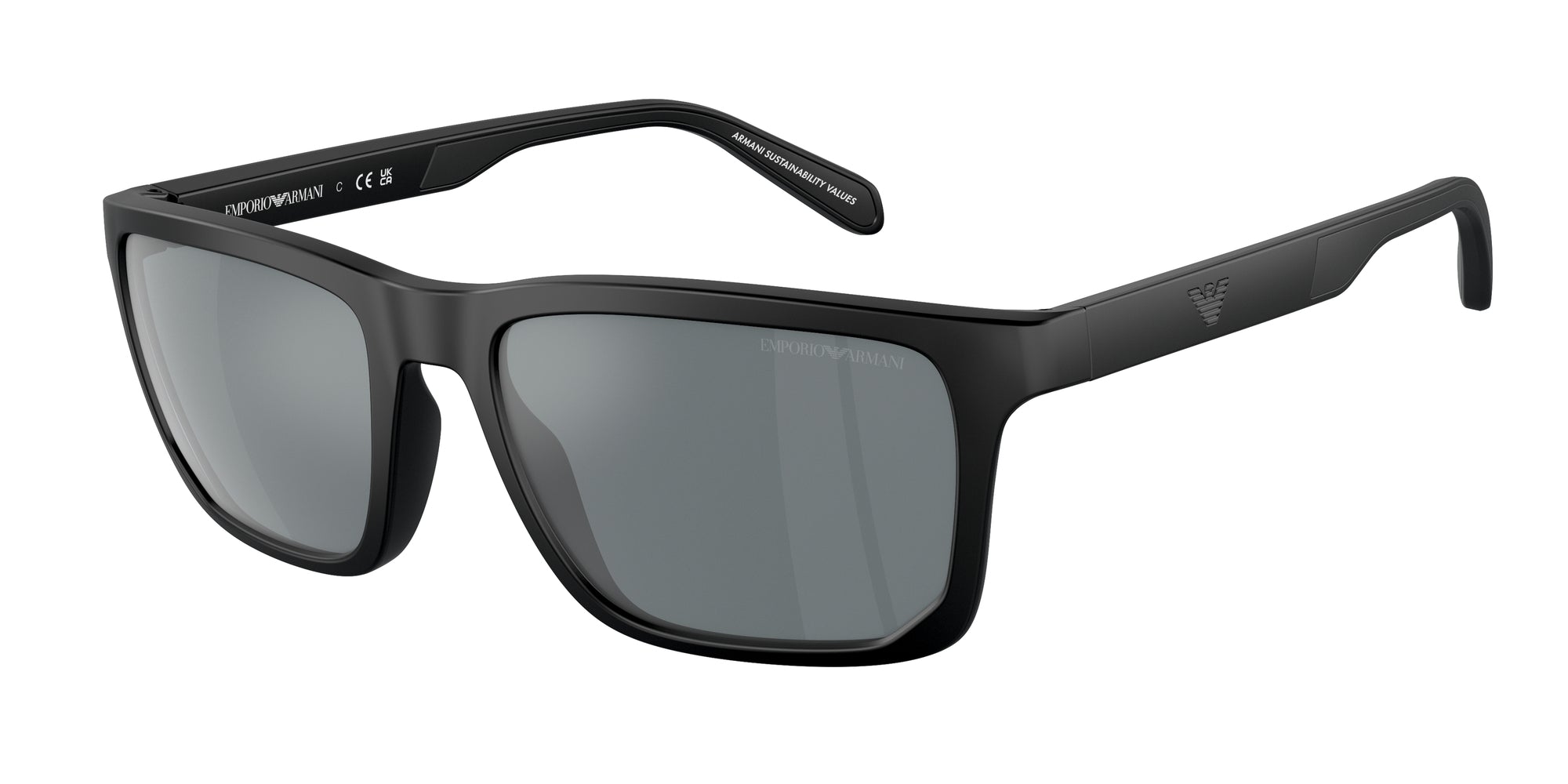 Emporio Armani Uomo Emporio Armani EA4219 50016G Occhiali da sole Iniettato Nero Grigio Squadrata Specchiate Specchiato