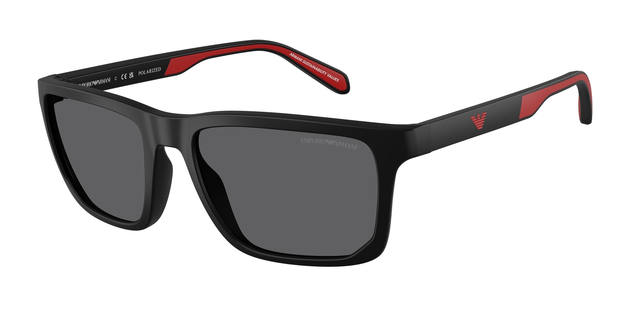 Emporio Armani Uomo Emporio Armani EA4219 5001T3 Occhiali da sole Iniettato Nero Grigio Squadrata Polarizzata
