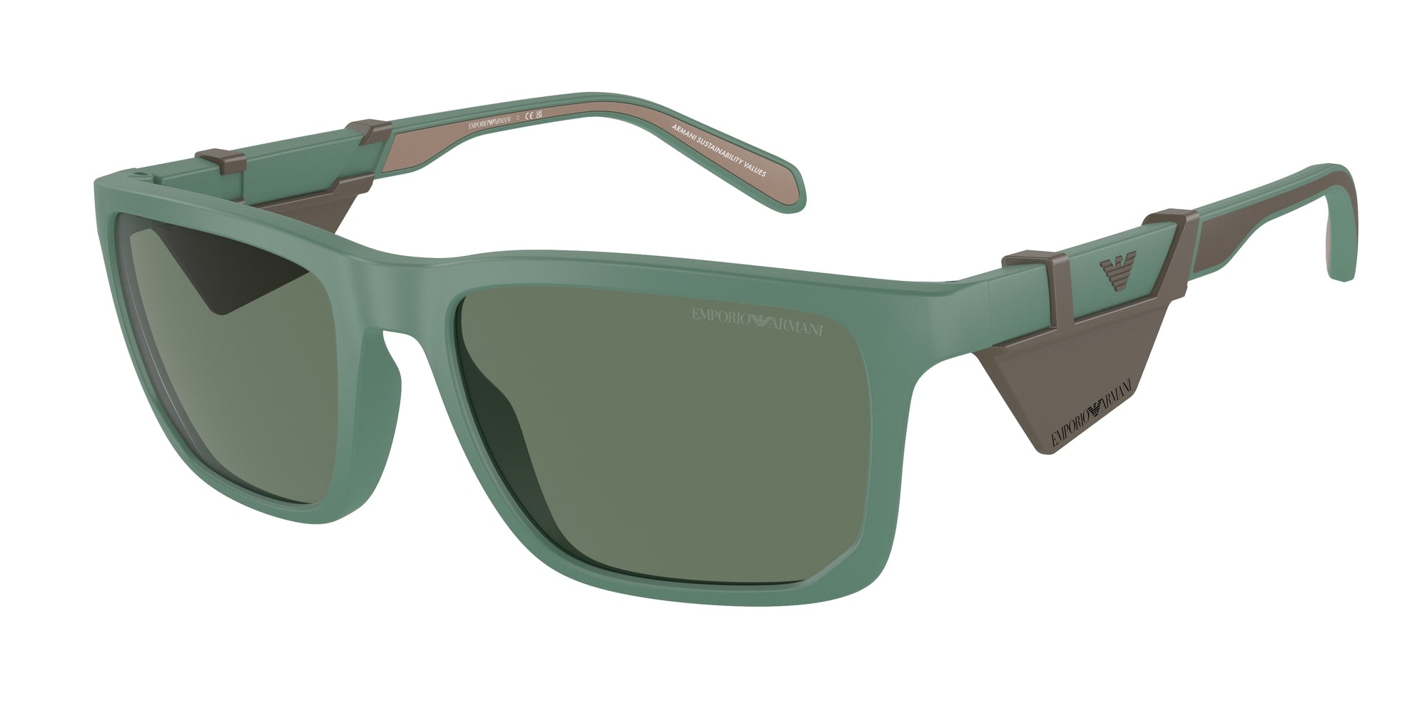 Emporio Armani Uomo Emporio Armani EA4219 610276 Occhiali da sole Iniettato Verde Verde Squadrata Normale