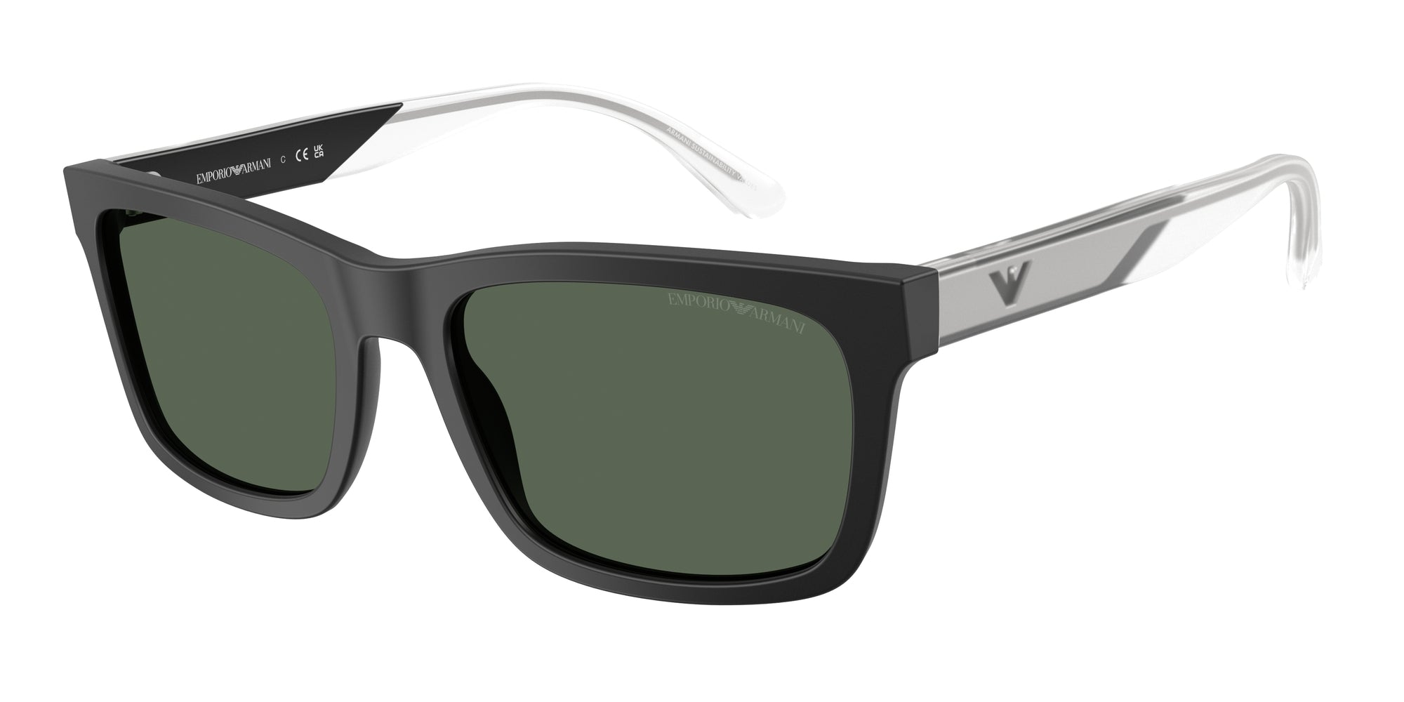 Emporio Armani Uomo Emporio Armani EA4224 500171 Occhiali da sole Acetato Nero Verde Squadrata Normale