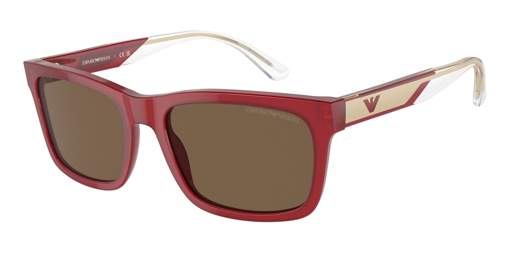 Emporio Armani Uomo Emporio Armani EA4224 609373 Occhiali da sole Acetato Rosso Marrone Squadrata Normale Emporio Armani Uomo Emporio Armani EA4224 609373 Occhiali da sole Acetato Rosso Marrone Squadrata Normale