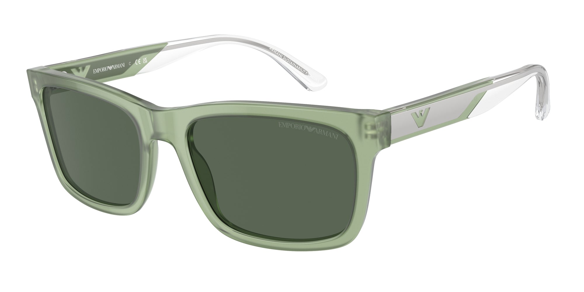 Emporio Armani Uomo Emporio Armani EA4224 609471 Occhiali da sole Acetato Verde Verde Squadrata Normale