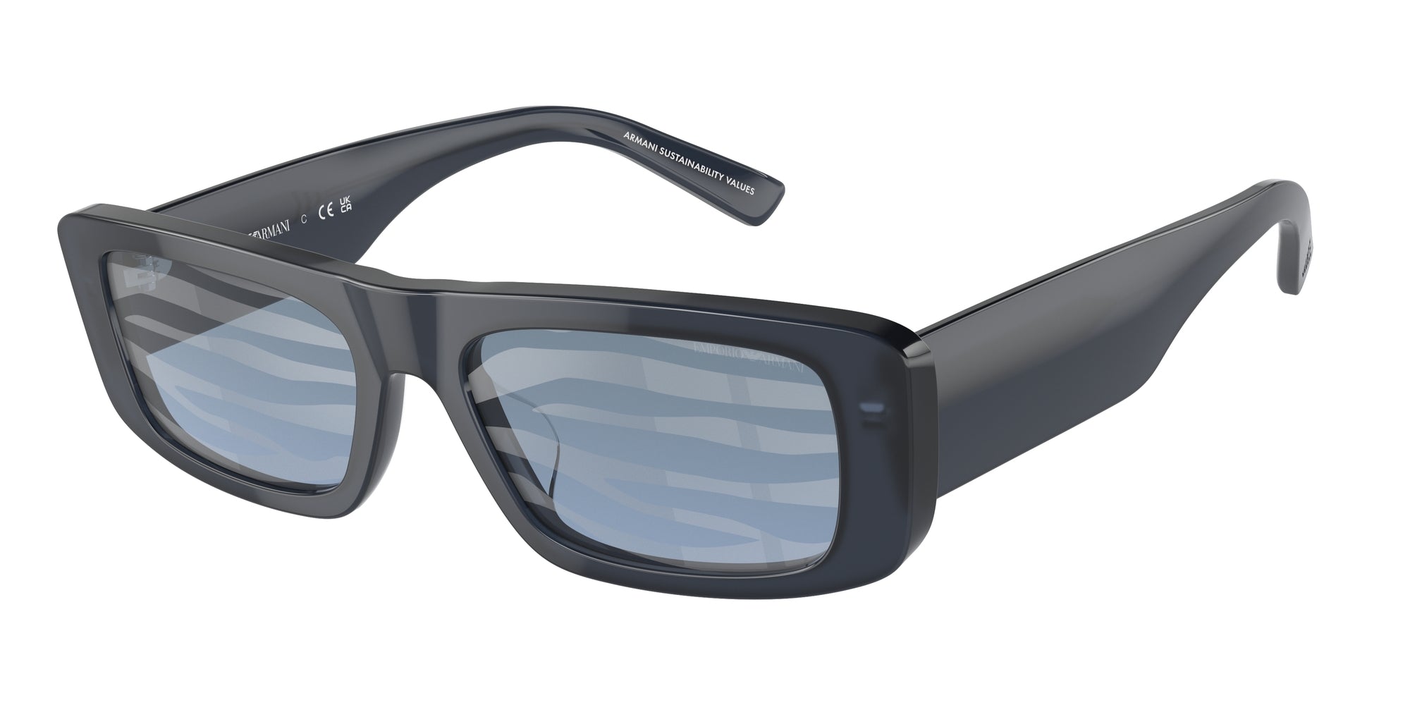 Emporio Armani Uomo Emporio Armani EA4229U 6120AM Occhiali da sole Acetato Blu Blu Squadrata Normale Decorazione