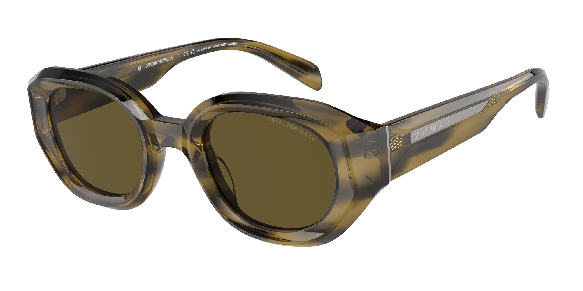 Emporio Armani Uomo Emporio Armani EA4230U 614873 Occhiali da sole Acetato Verde Marrone Geometrica Normale