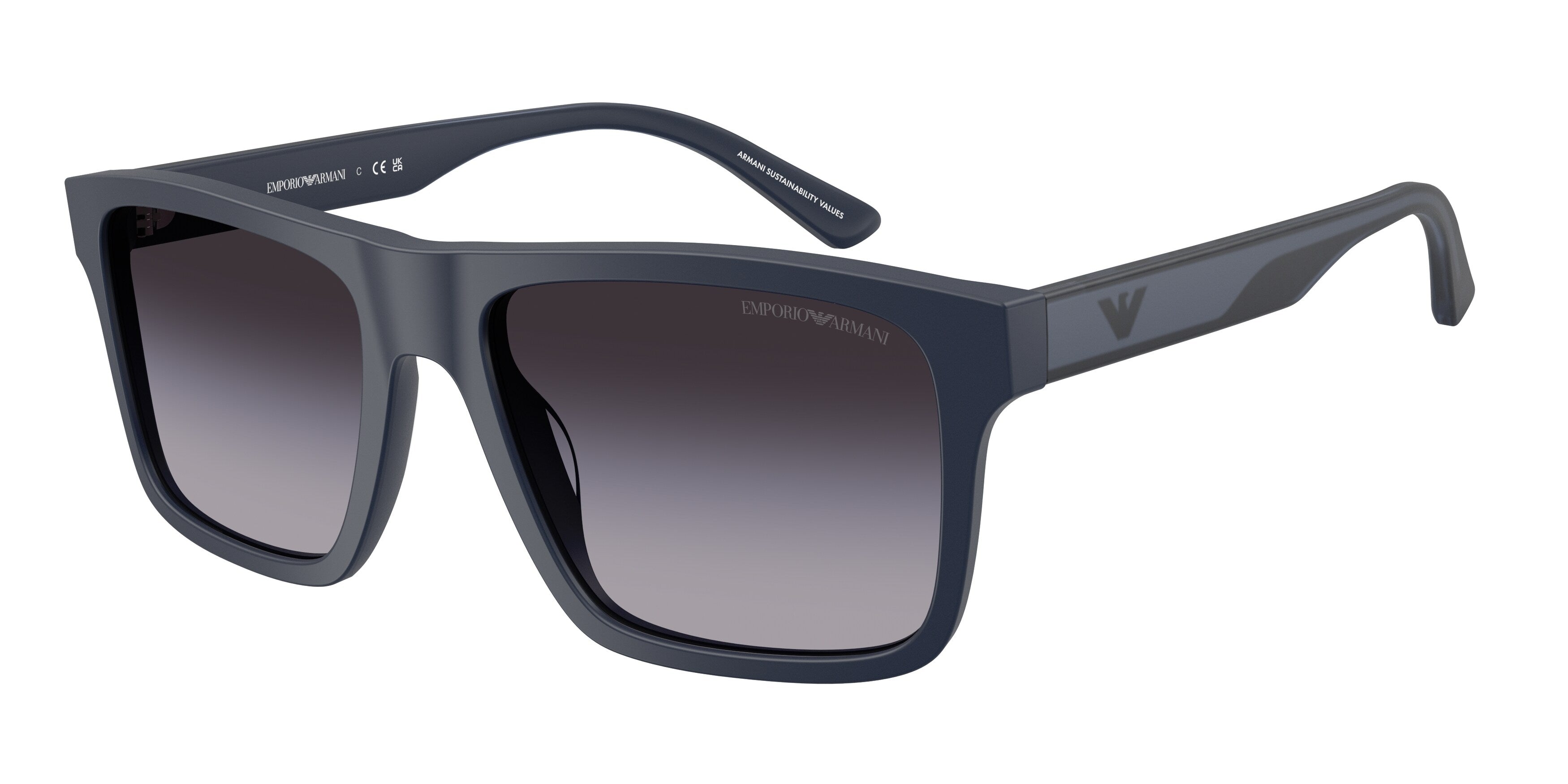Emporio Armani Uomo Emporio Armani EA4232 62568G Occhiali da sole Acetato Blu Grigio Squadrata Normale Sfumato