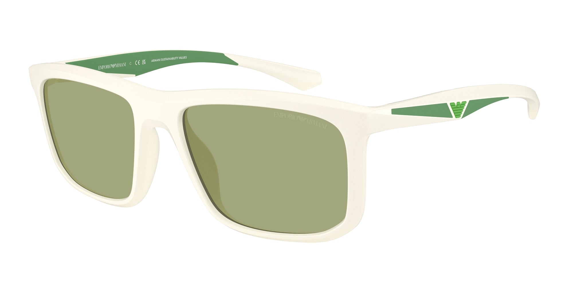 Emporio Armani Uomo Emporio Armani EA4234U 618782 Occhiali da sole Iniettato Bianco Verde Squadrata Normale