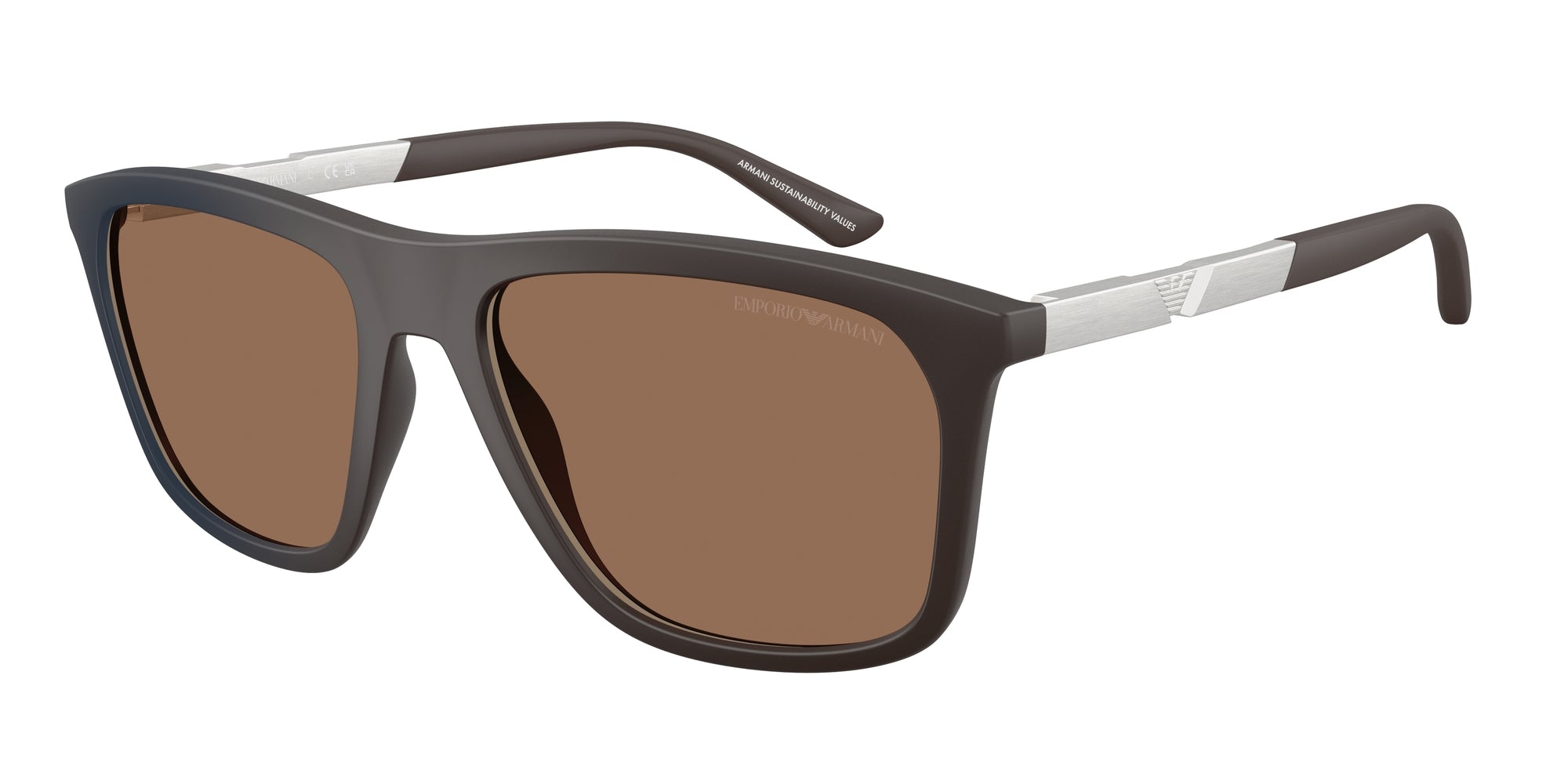 Emporio Armani Uomo Emporio Armani EA4237 6186EF Occhiali da sole Iniettato Marrone Marrone Squadrata Specchiate