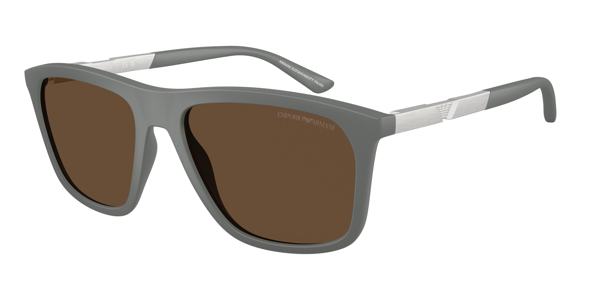 Emporio Armani Uomo Emporio Armani EA4237 620573 Occhiali da sole Iniettato Grigio Marrone Squadrata Normale Emporio Armani Uomo Emporio Armani EA4237 620573 Occhiali da sole Iniettato Grigio Marrone Squadrata Normale