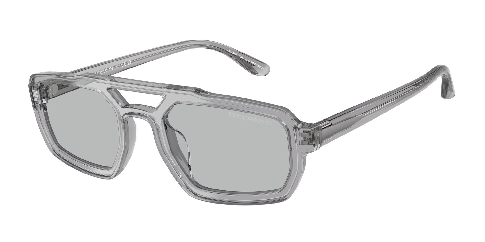 Emporio Armani Uomo Emporio Armani EA4240U 620287 Occhiali da sole Acetato Grigio Grigio Geometrica Normale