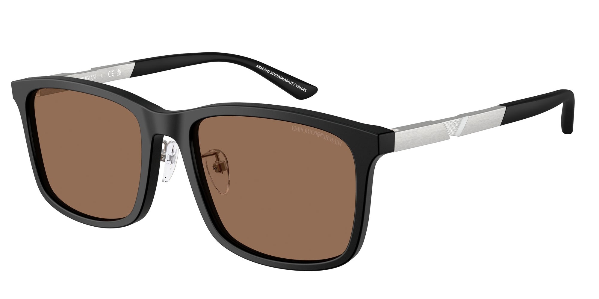 Emporio Armani Uomo Emporio Armani EA4241D 500173 Occhiali da sole Acetato Nero Marrone Squadrata Normale