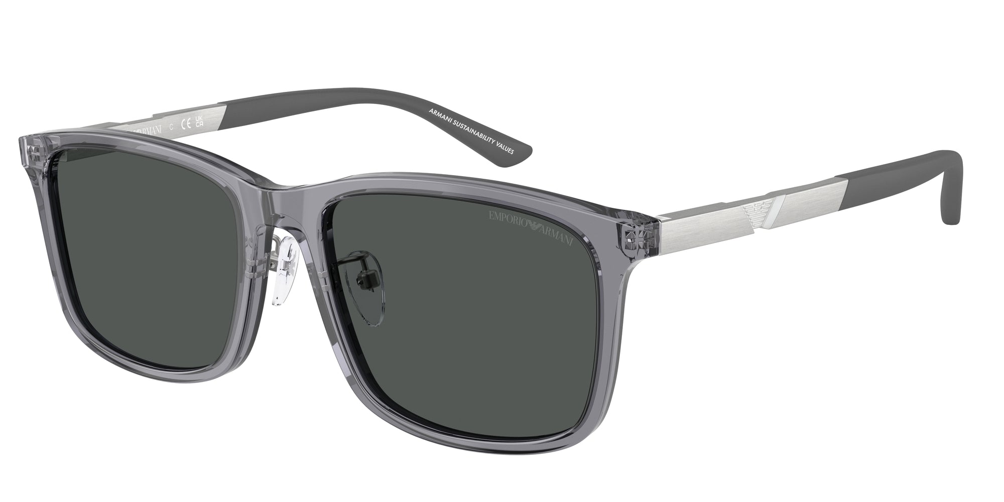Emporio Armani Uomo Emporio Armani EA4241D 620687 Occhiali da sole Acetato Grigio Grigio Squadrata Normale