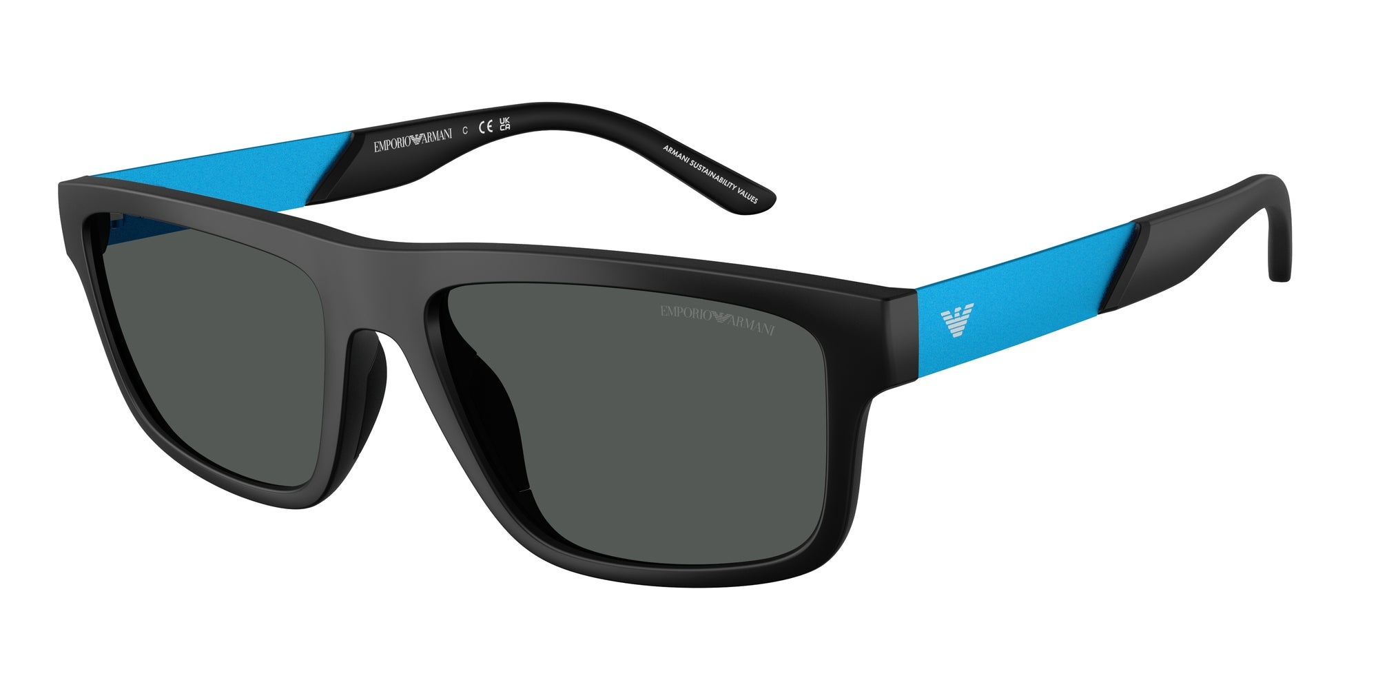 Emporio Armani Uomo Emporio Armani EA4244U 500187 Occhiali da sole Iniettato Nero Grigio Squadrata Normale