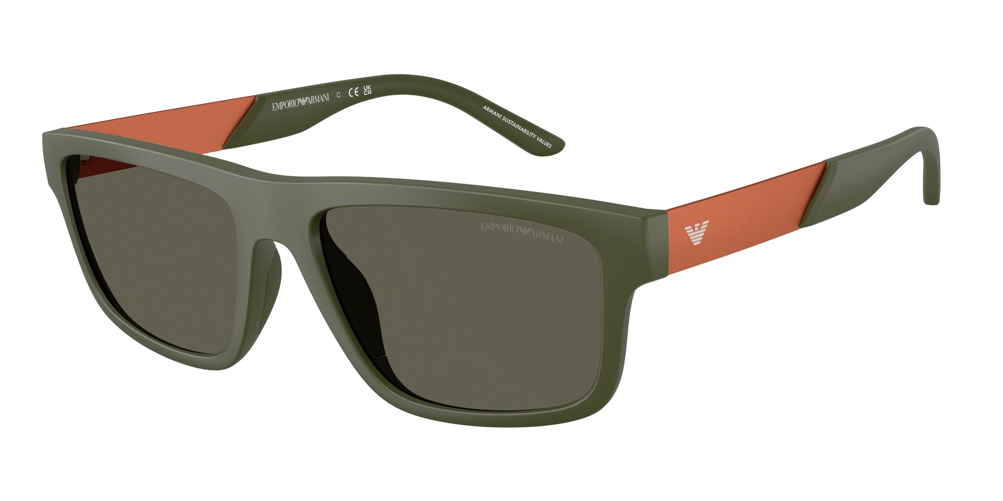 Emporio Armani Uomo Emporio Armani EA4244U 618471 Occhiali da sole Iniettato Verde Marrone Squadrata Normale