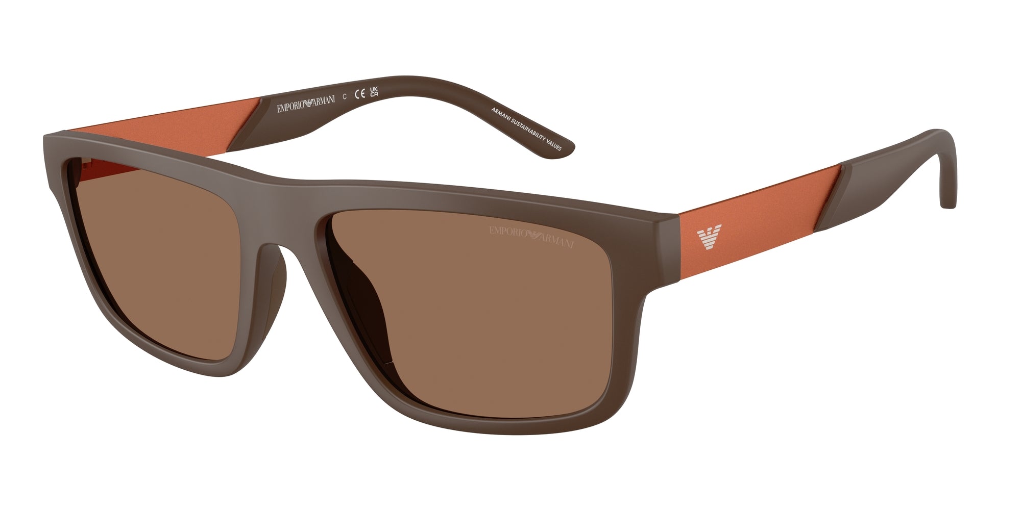 Emporio Armani Uomo Emporio Armani EA4244U 624373 Occhiali da sole Iniettato Marrone Marrone Squadrata Normale