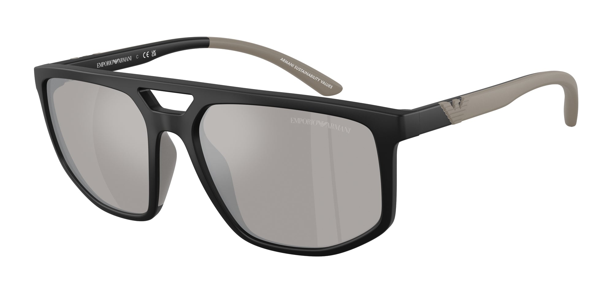 Emporio Armani Uomo Emporio Armani EA4248U 50016G Occhiali da sole Iniettato Nero Grigio Pilot Specchiate Emporio Armani Uomo Emporio Armani EA4248U 50016G Occhiali da sole Iniettato Nero Grigio Pilot Specchiate