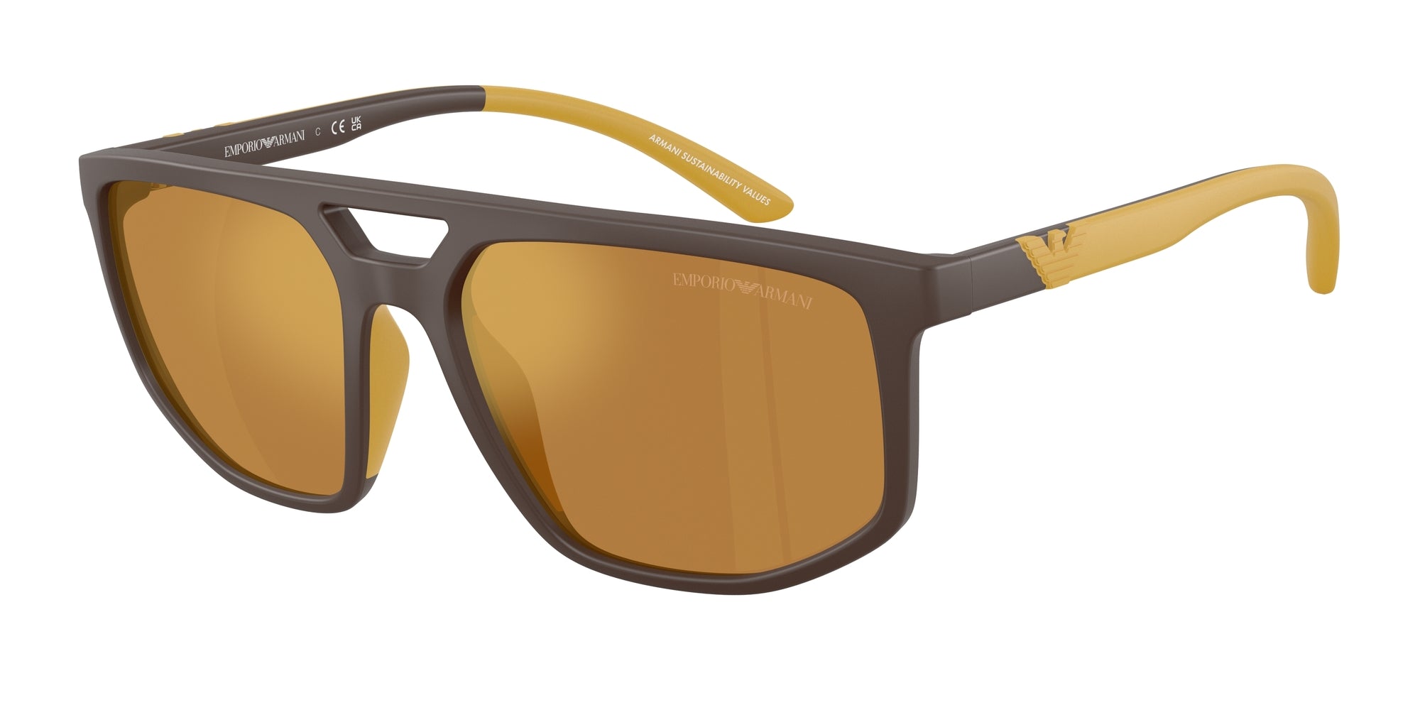 Emporio Armani Uomo Emporio Armani EA4248U 62586H Occhiali da sole Iniettato Marrone Marrone Pilot Specchiate