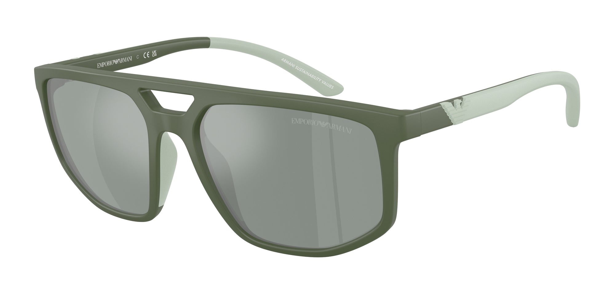 Emporio Armani Uomo Emporio Armani EA4248U 625930 Occhiali da sole Iniettato Verde Verde Pilot Specchiate Emporio Armani Uomo Emporio Armani EA4248U 625930 Occhiali da sole Iniettato Verde Verde Pilot Specchiate