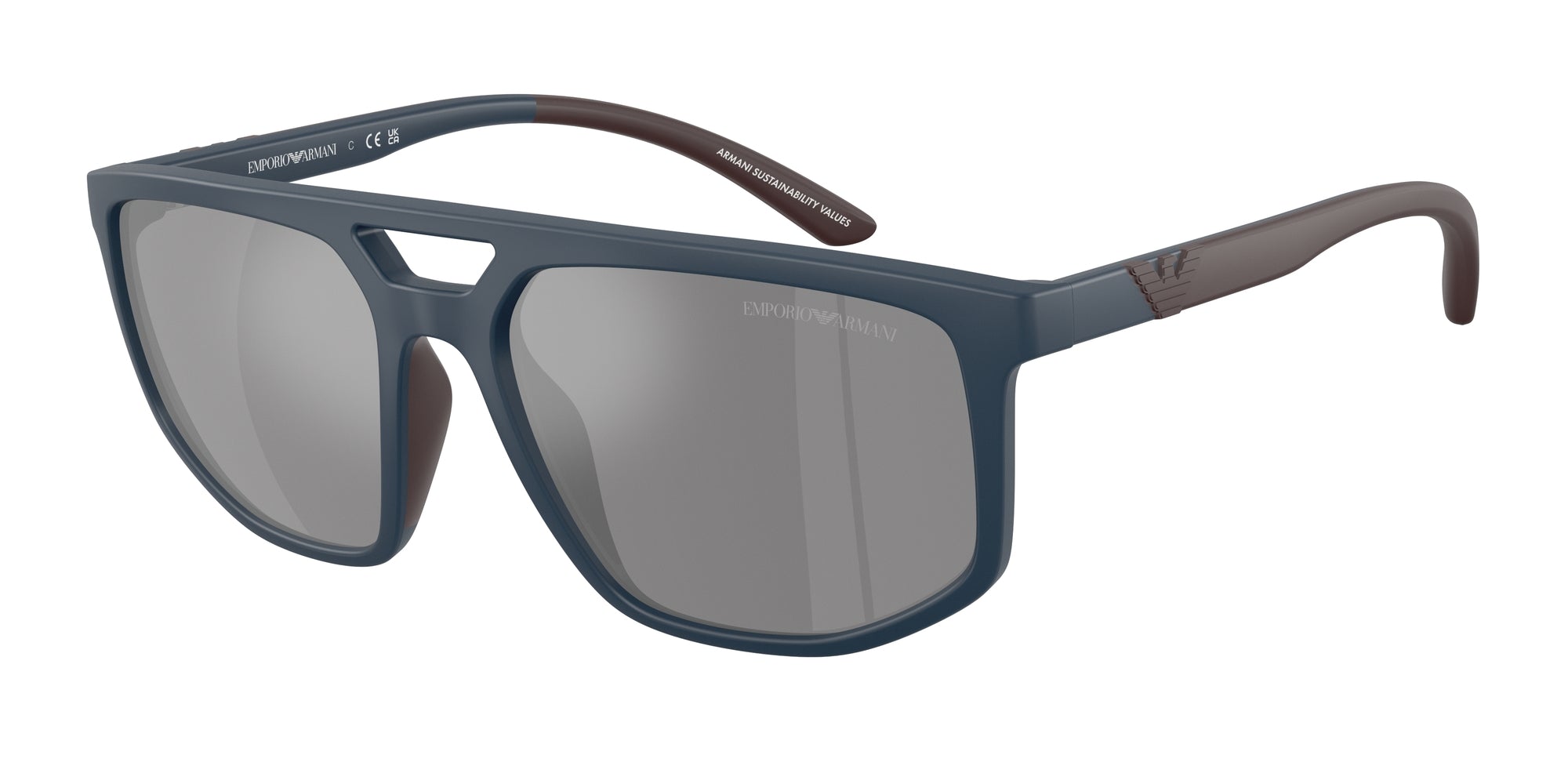 Emporio Armani Uomo Emporio Armani EA4248U 62606G Occhiali da sole Iniettato Blu Grigio Pilot Specchiate Emporio Armani Uomo Emporio Armani EA4248U 62606G Occhiali da sole Iniettato Blu Grigio Pilot Specchiate