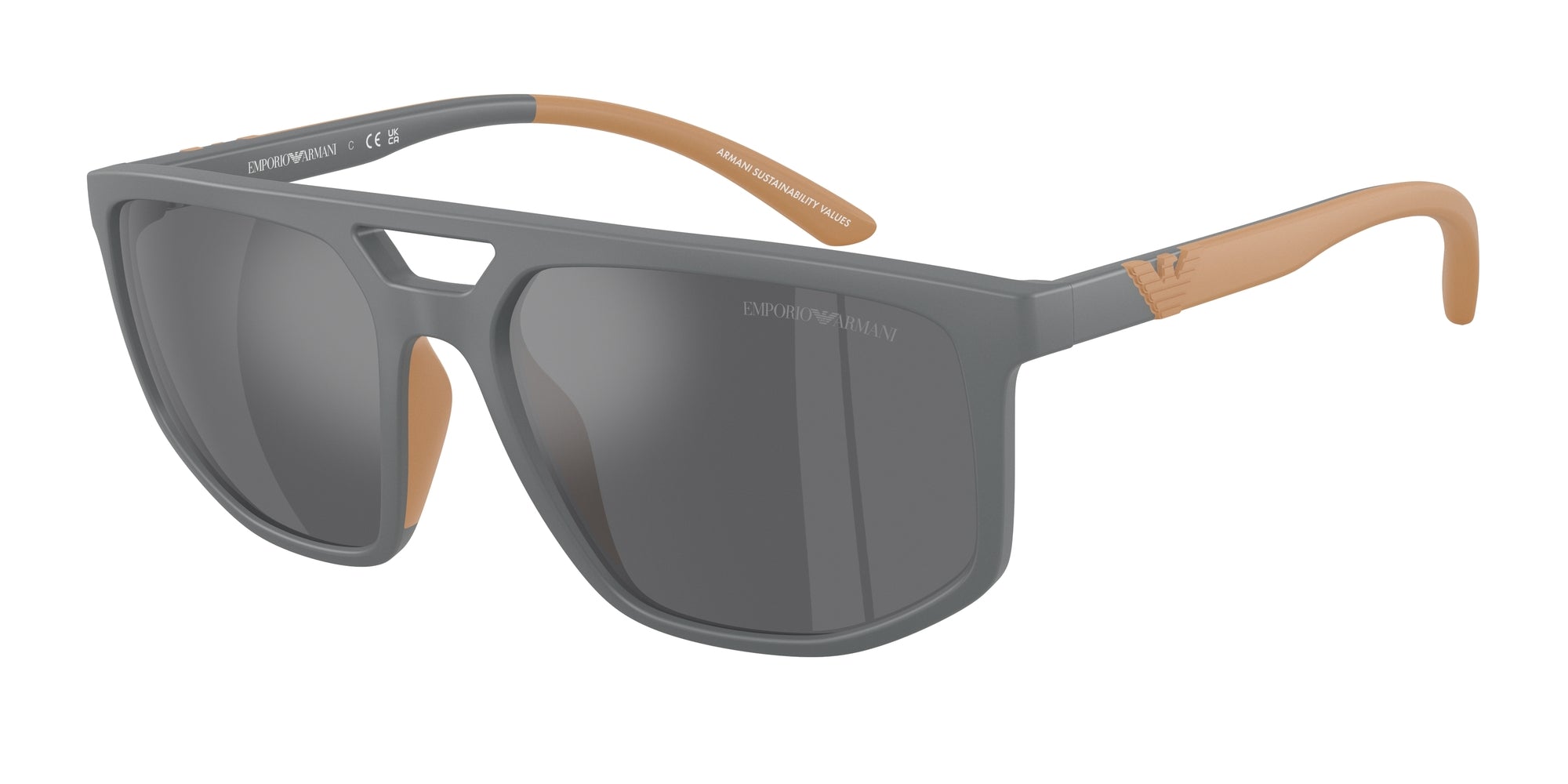 Emporio Armani Uomo Emporio Armani EA4248U 62616G Occhiali da sole Iniettato Grigio Grigio Pilot Specchiate Emporio Armani Uomo Emporio Armani EA4248U 62616G Occhiali da sole Iniettato Grigio Grigio Pilot Specchiate