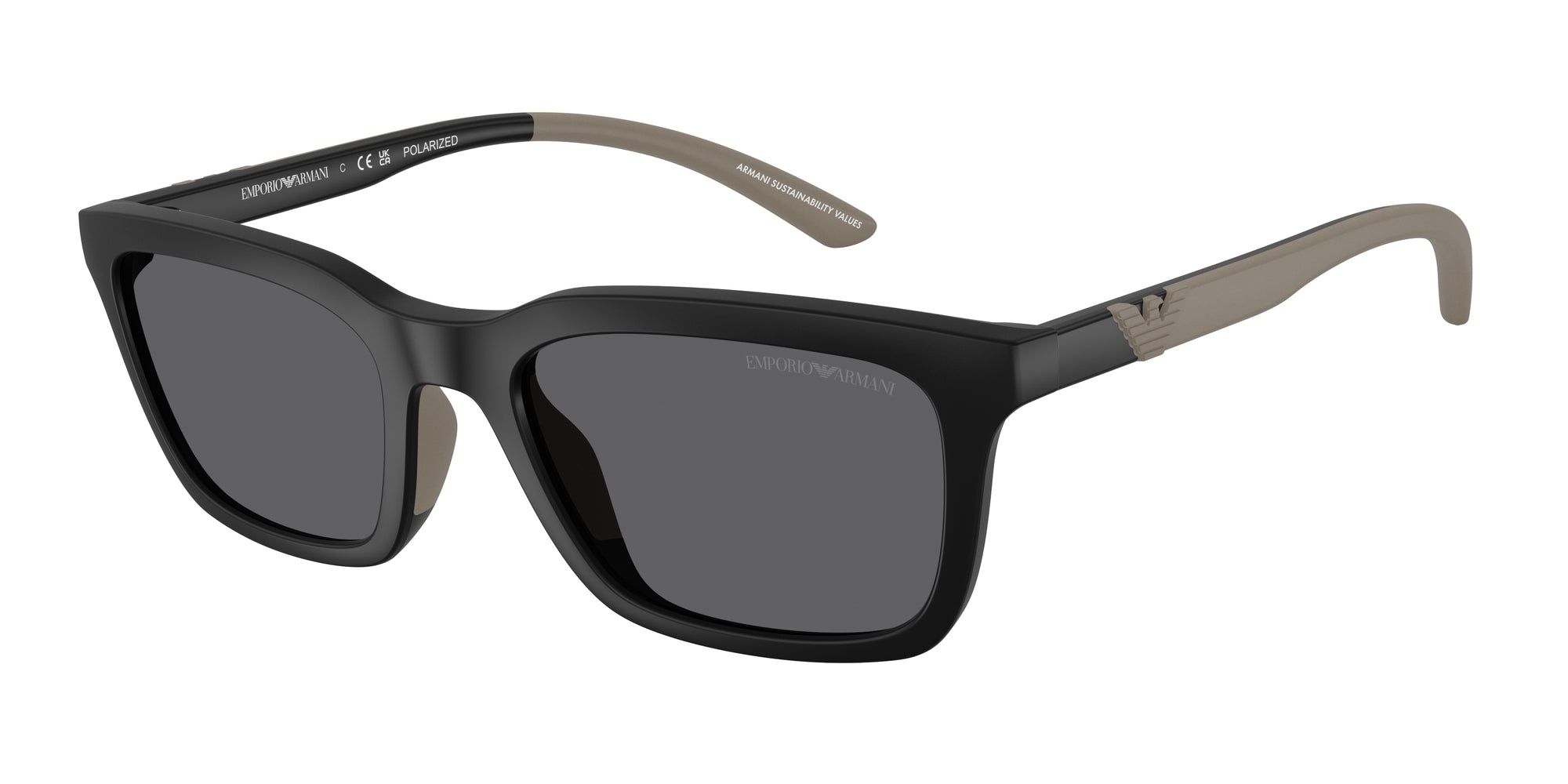 Emporio Armani Uomo Emporio Armani EA4249U 500181 Occhiali da sole Iniettato Nero Grigio Squadrata Polarizzata